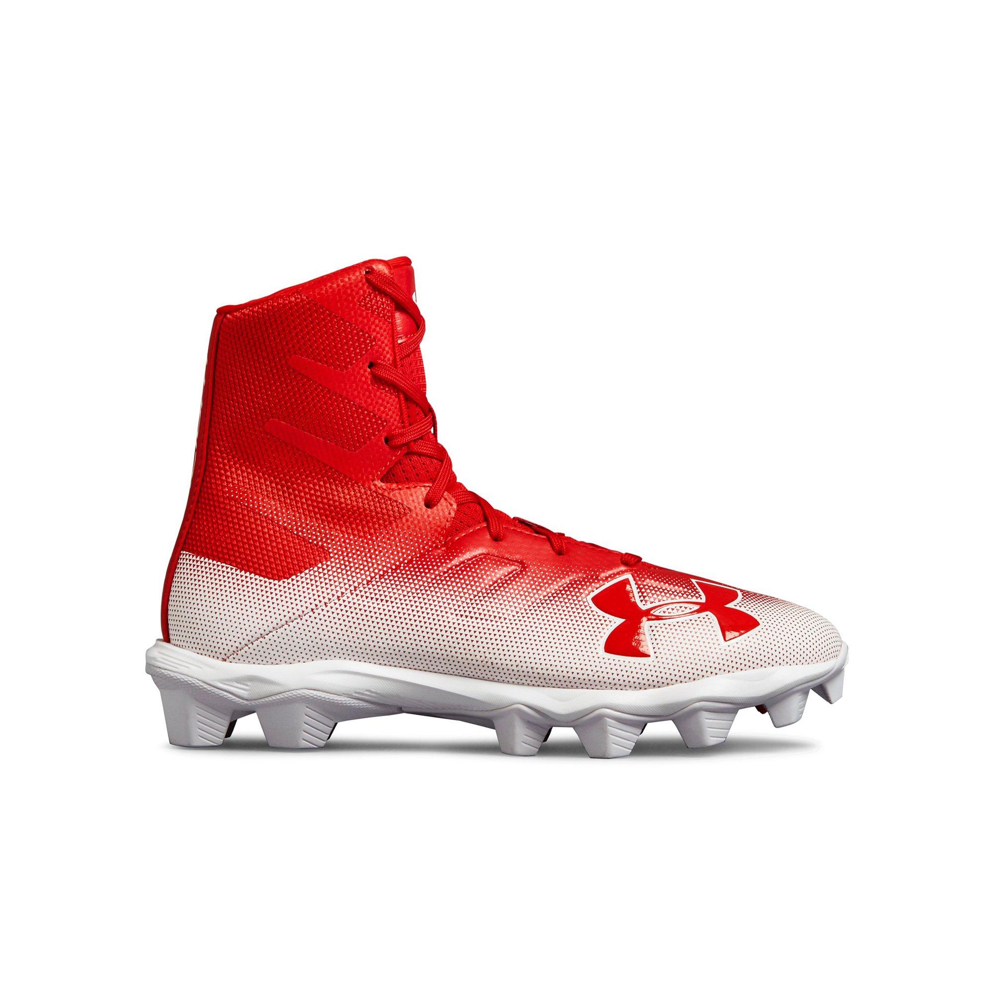 red and white under armour football cleats
