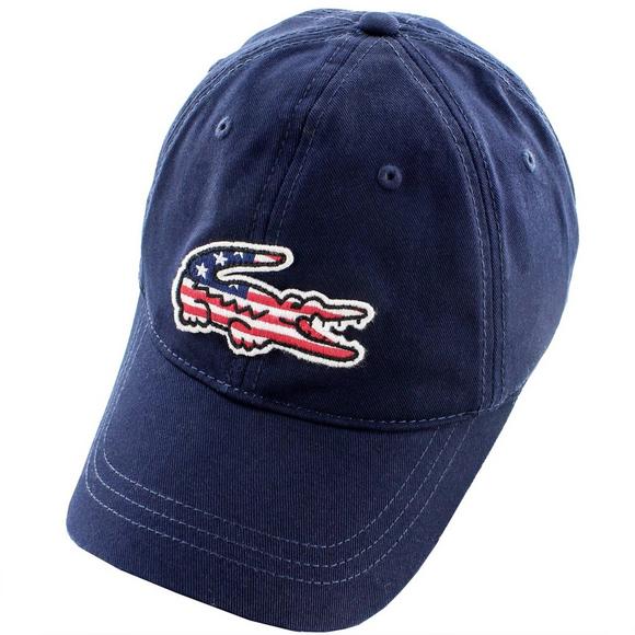 Lacoste Big Croc Adjustable American Flag USA Logo Men's Dad Hat Cap ...