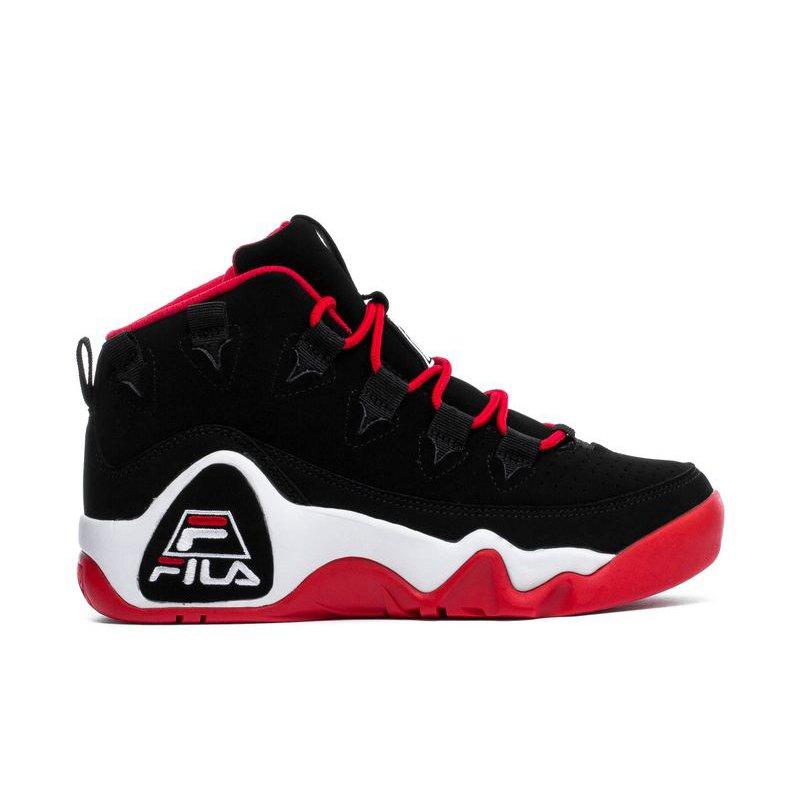 black and red fila shoes