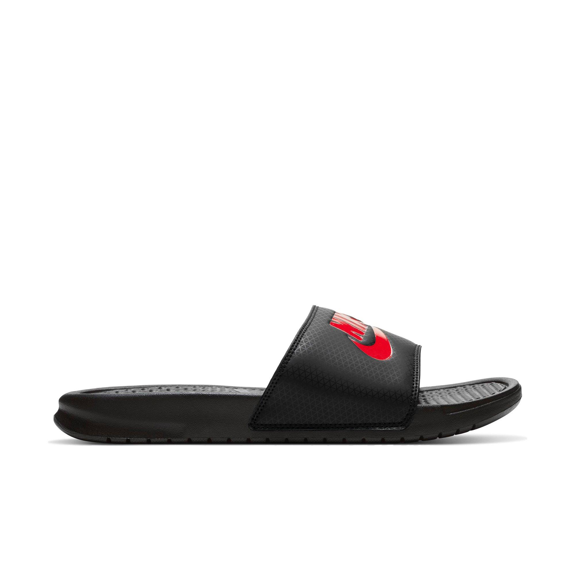 nike slippers red and black