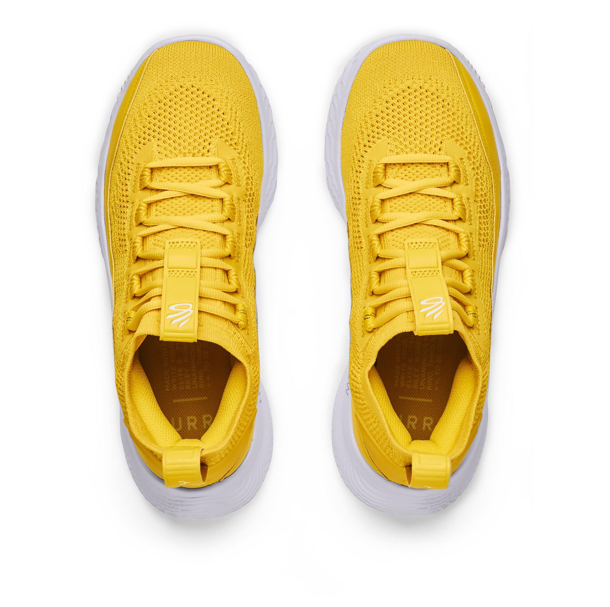 Overhead view of the UA Curry 8 Flow "Like Water" yellow colorway.