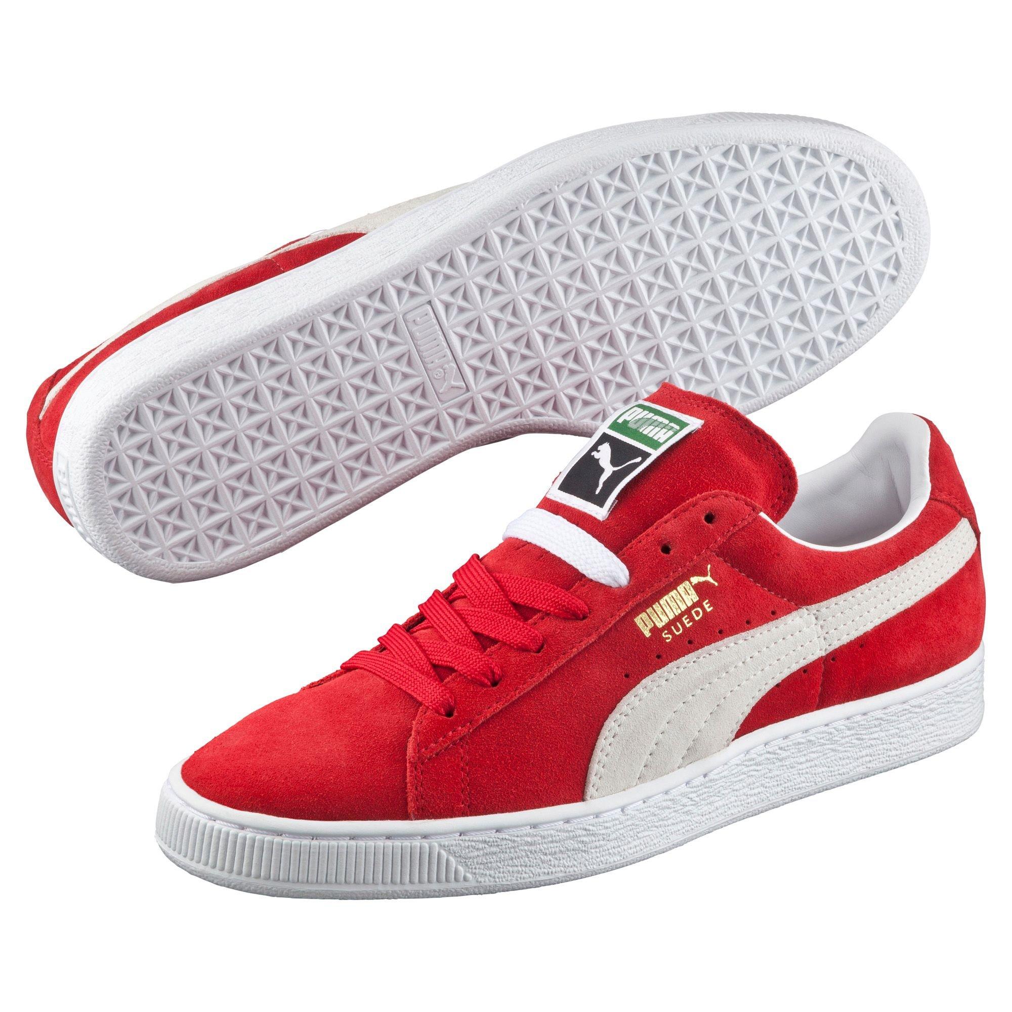 puma suede white red