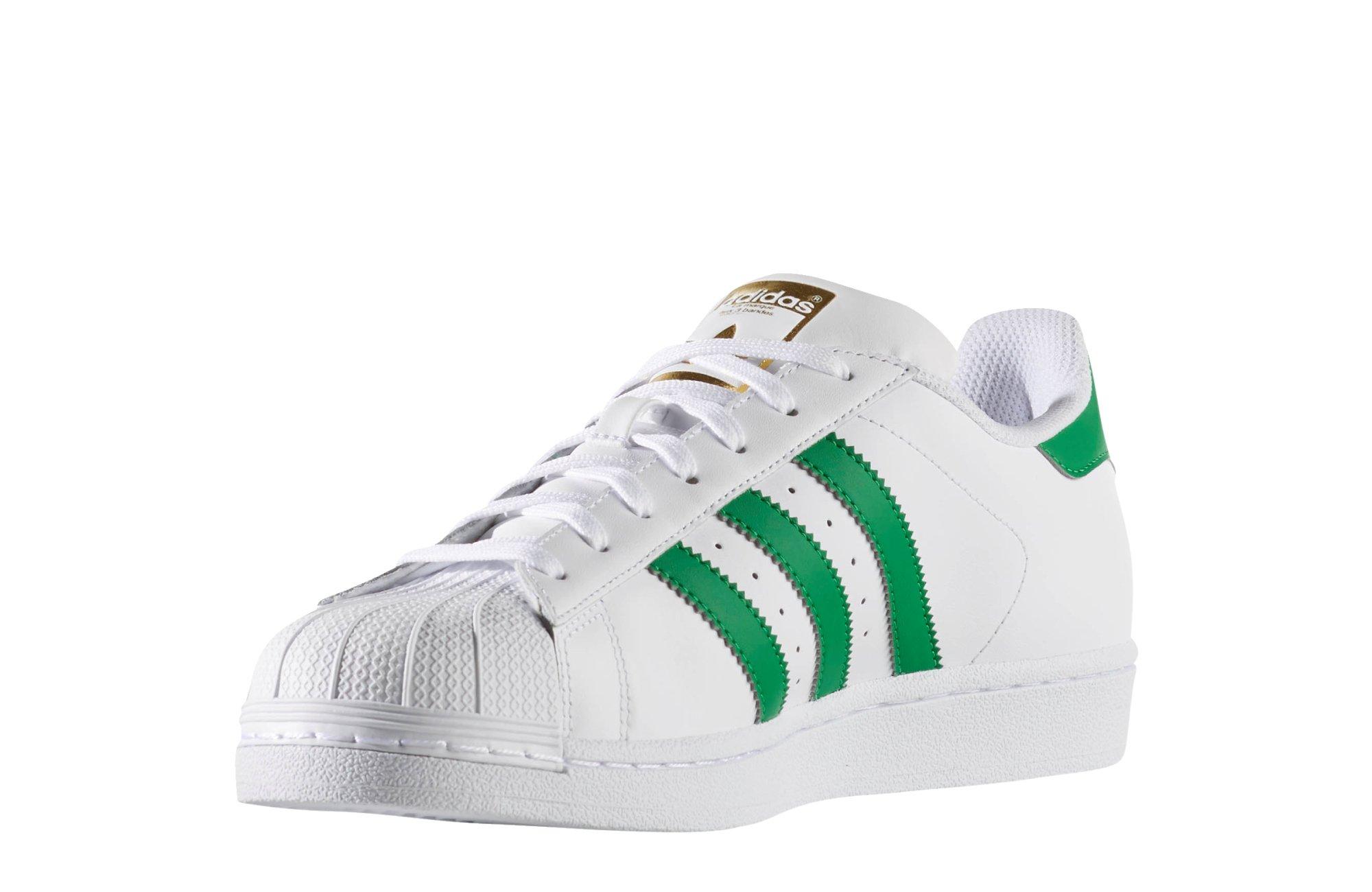 adidas superstar white with green stripes