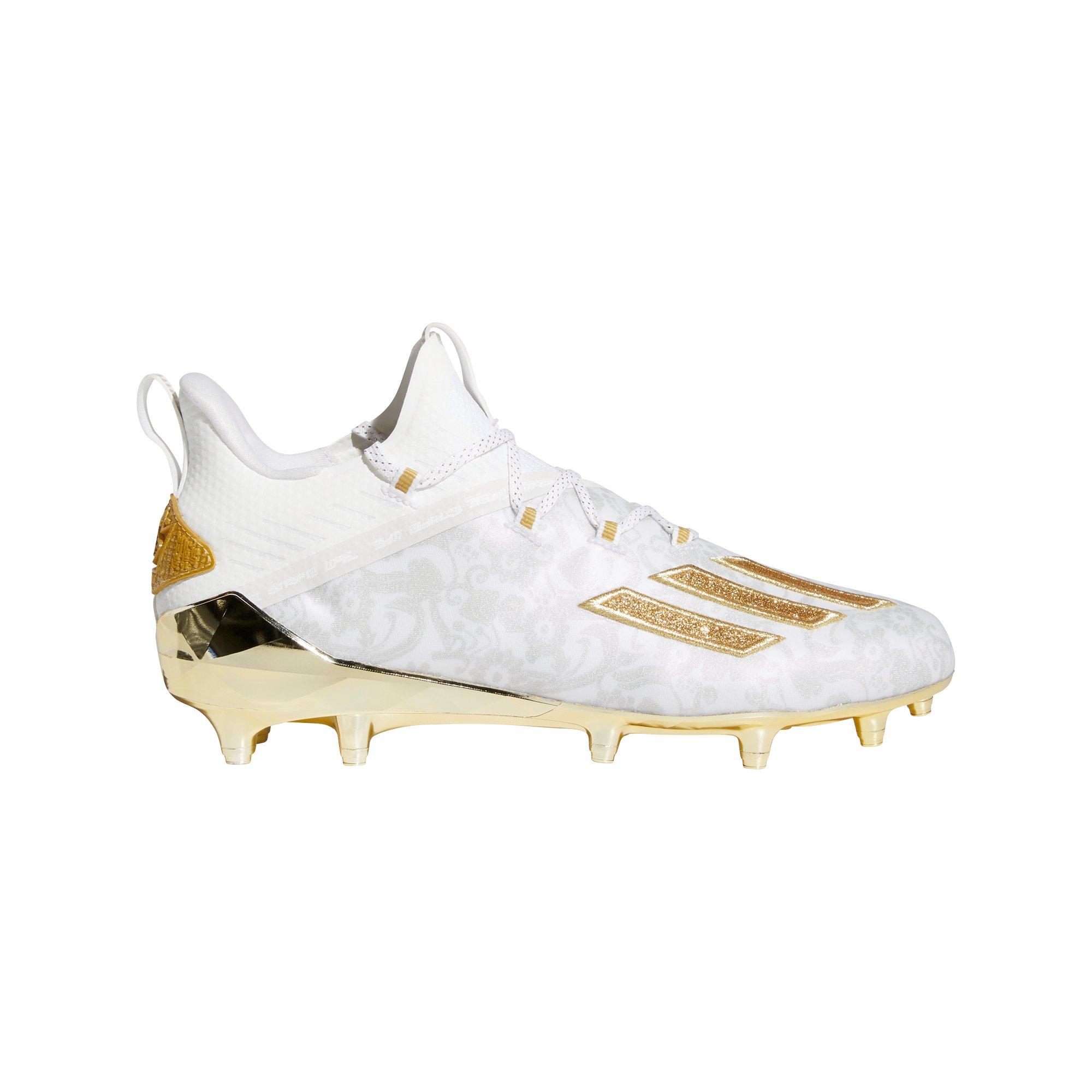 white and gold adizero football cleats