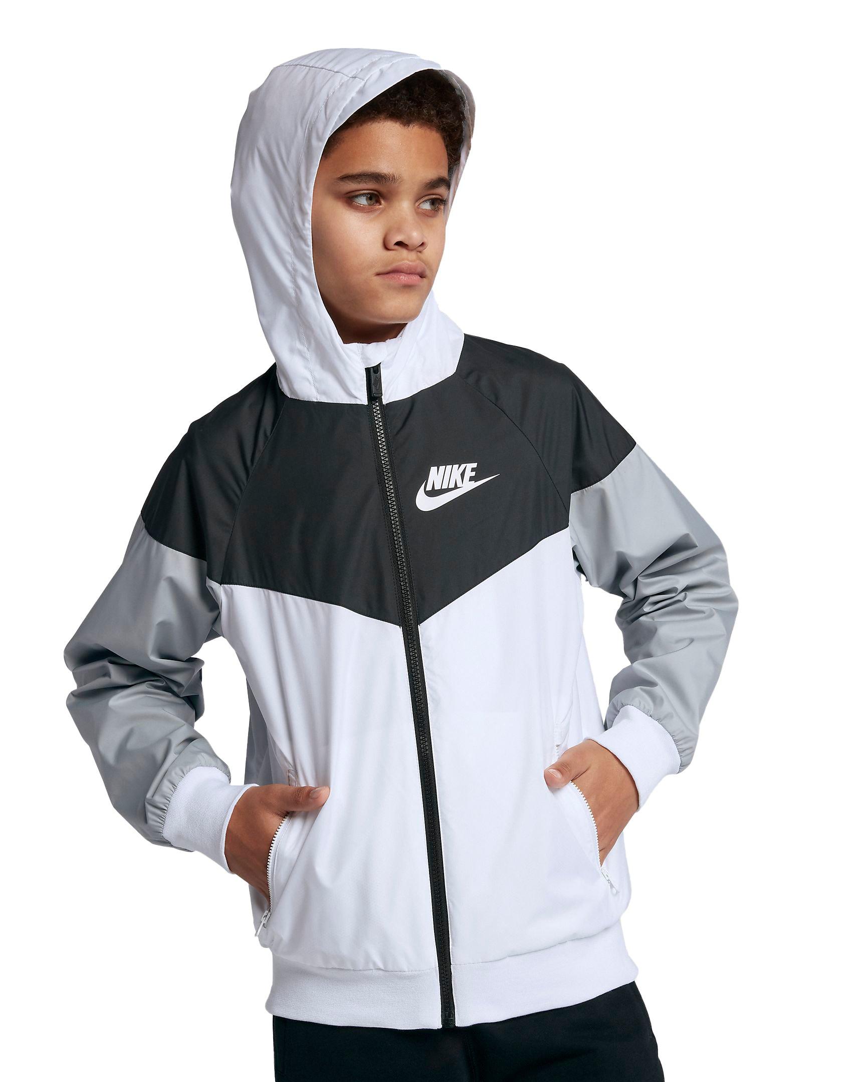 nike windrunner black white grey