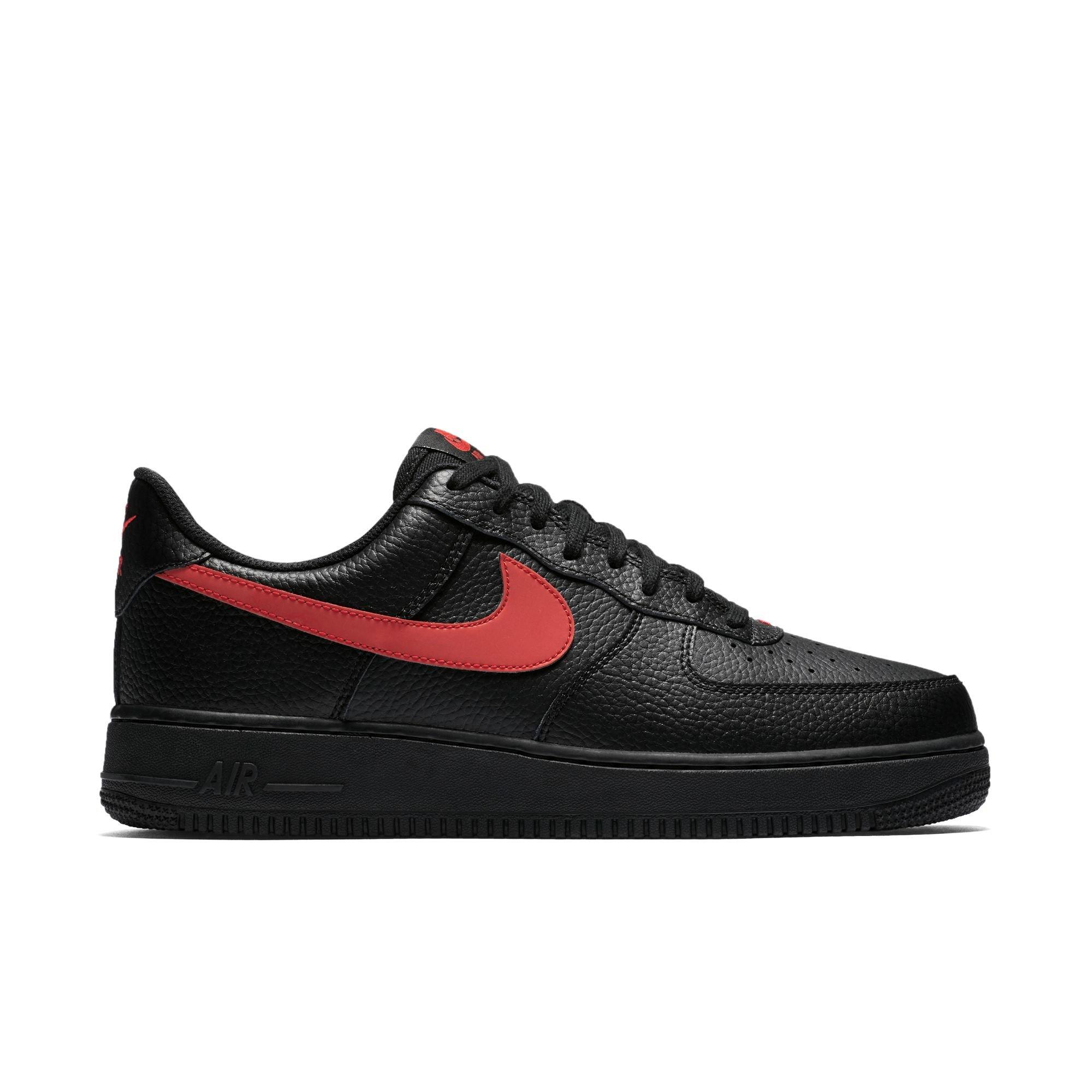 red and black low top air force ones