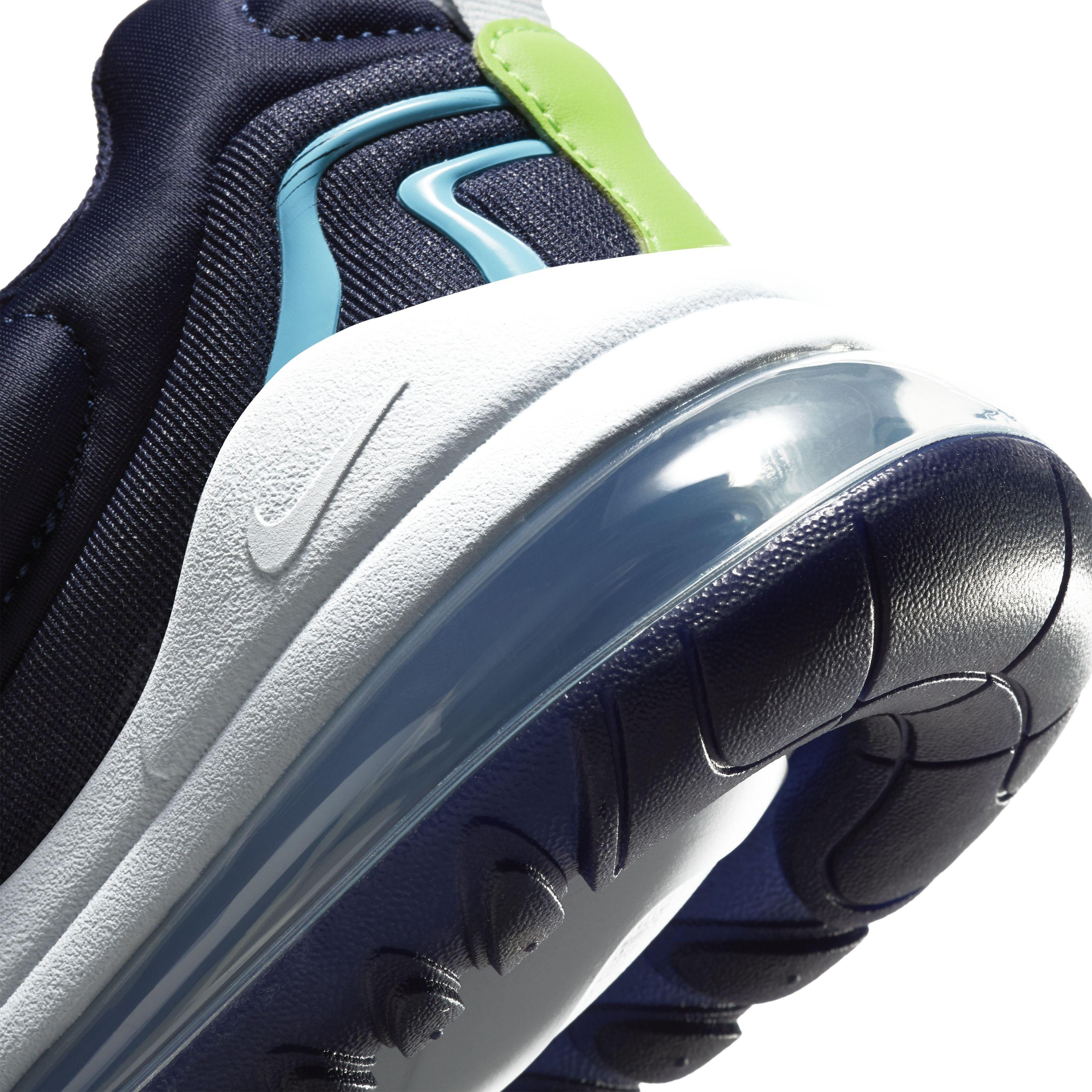 Nike Air Max 270 React Eng Blackened Blue Pure Platinum Team Royal Green Strike Grade School Kids Shoe Hibbett City Gear