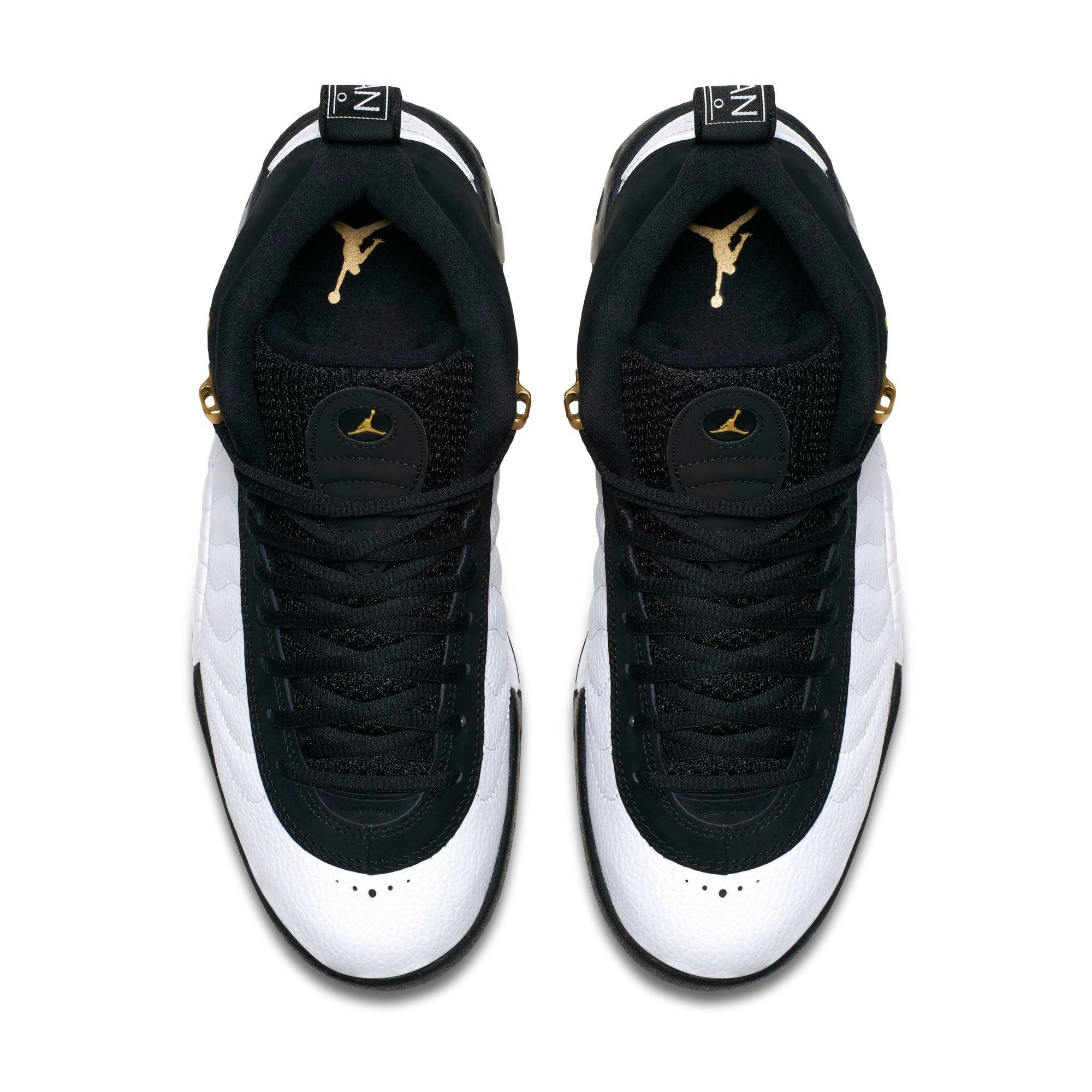 black white and gold jordans jumpman