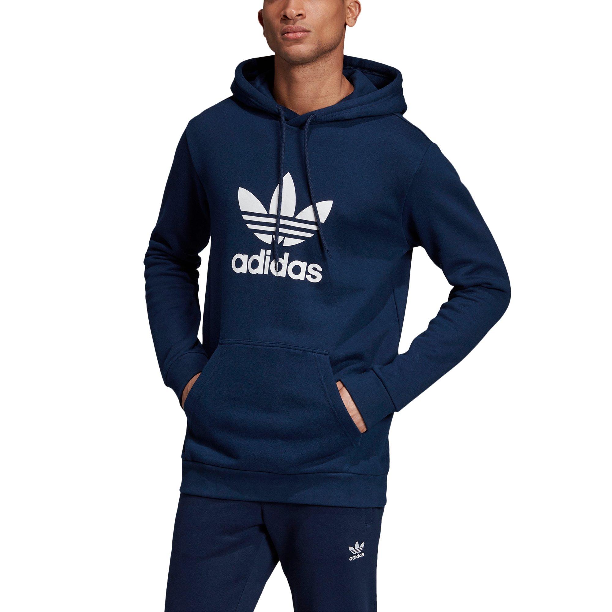 adidas trefoil hoodie blue