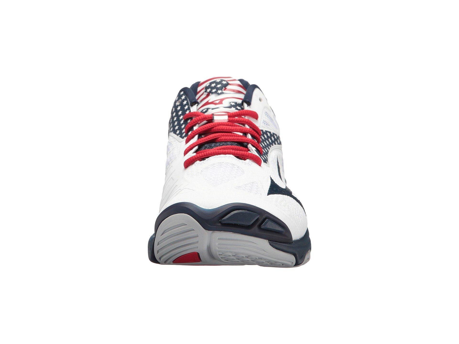 mizuno red white and blue shoes