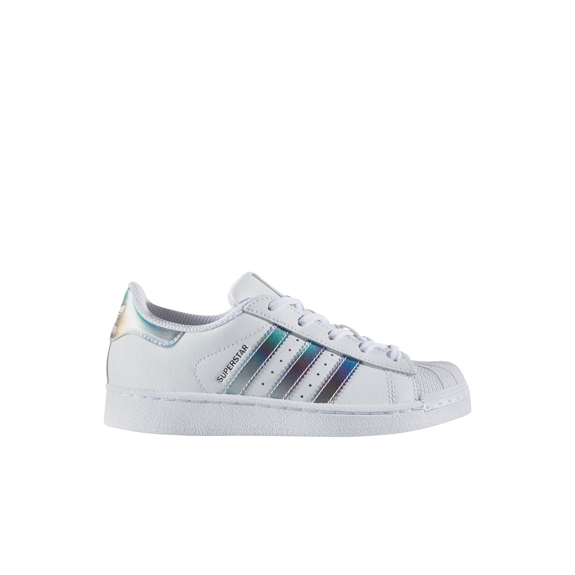 adidas superstar white & metallic silver girls shoes