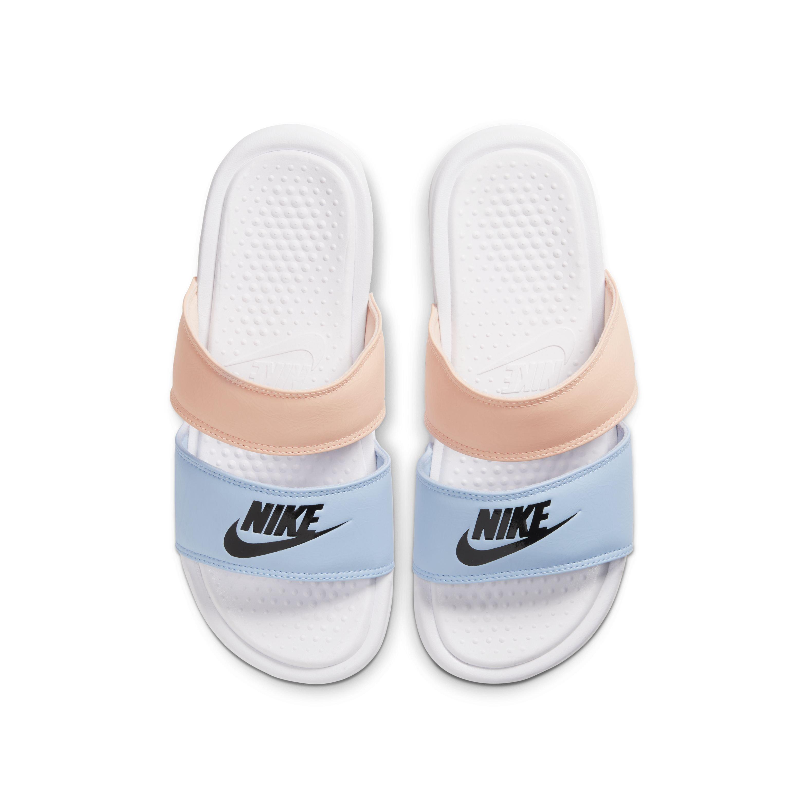 nike slides white and blue