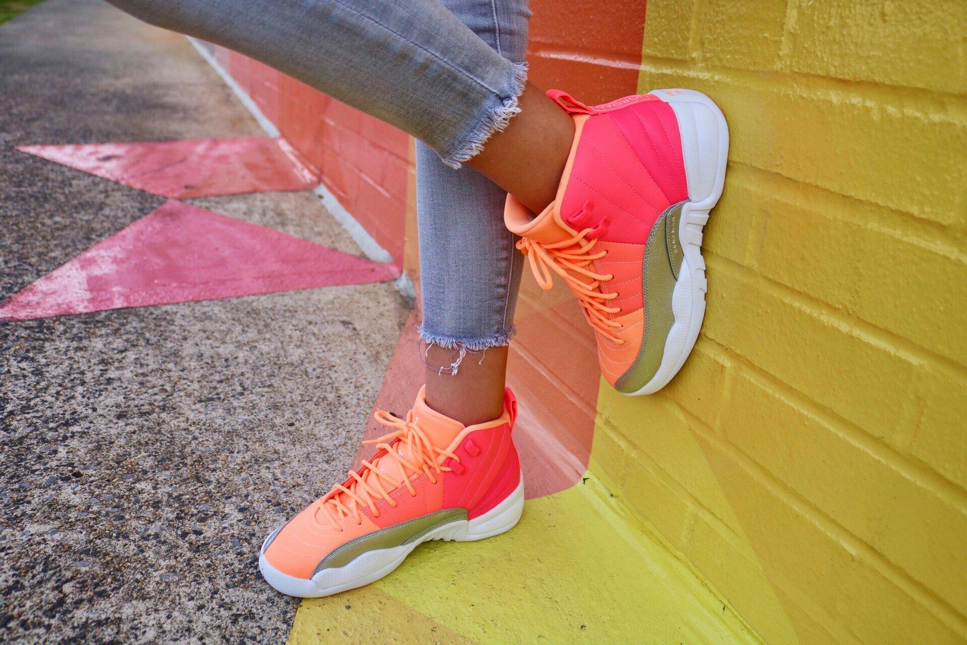 pink orange silver jordan 12s