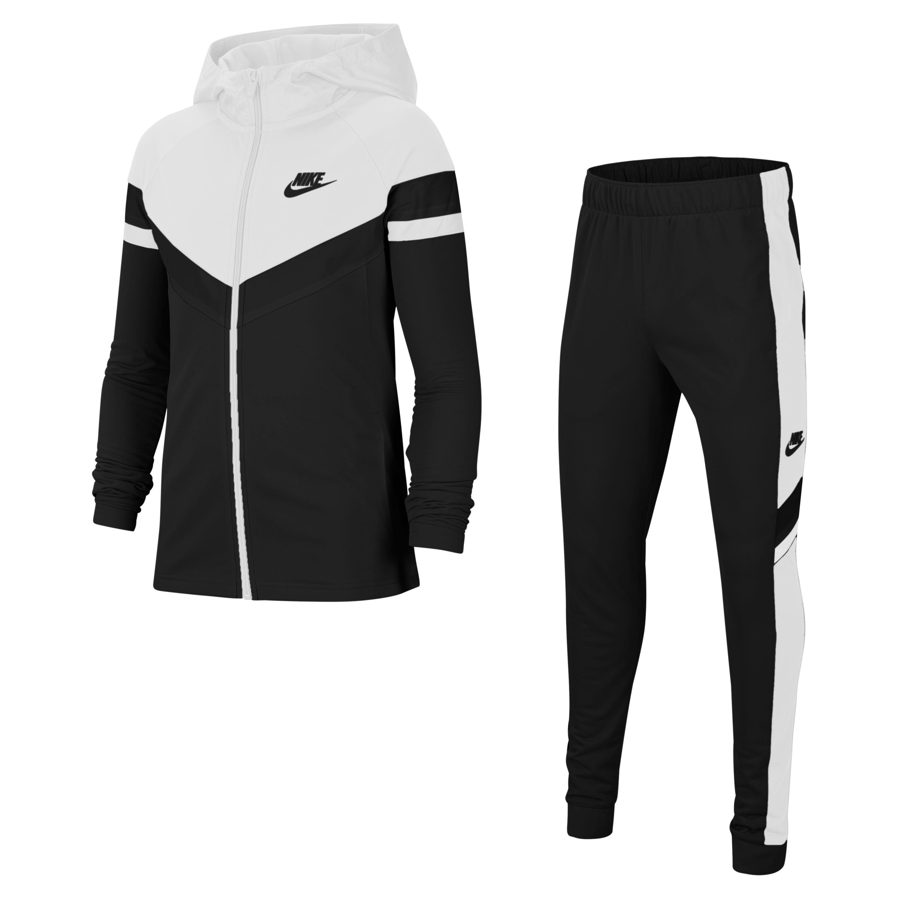 nike white and black tracksuit