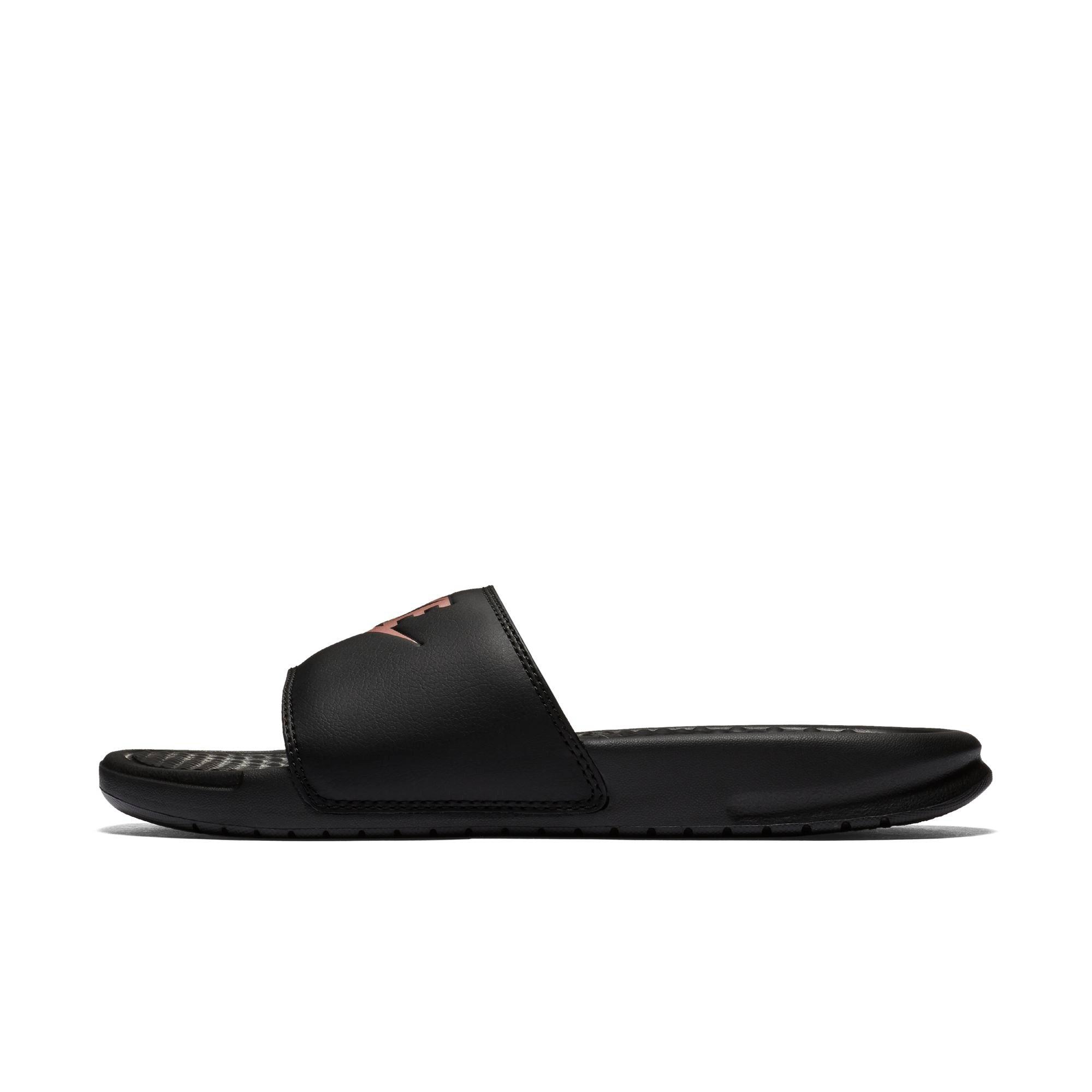 nike slides black gold