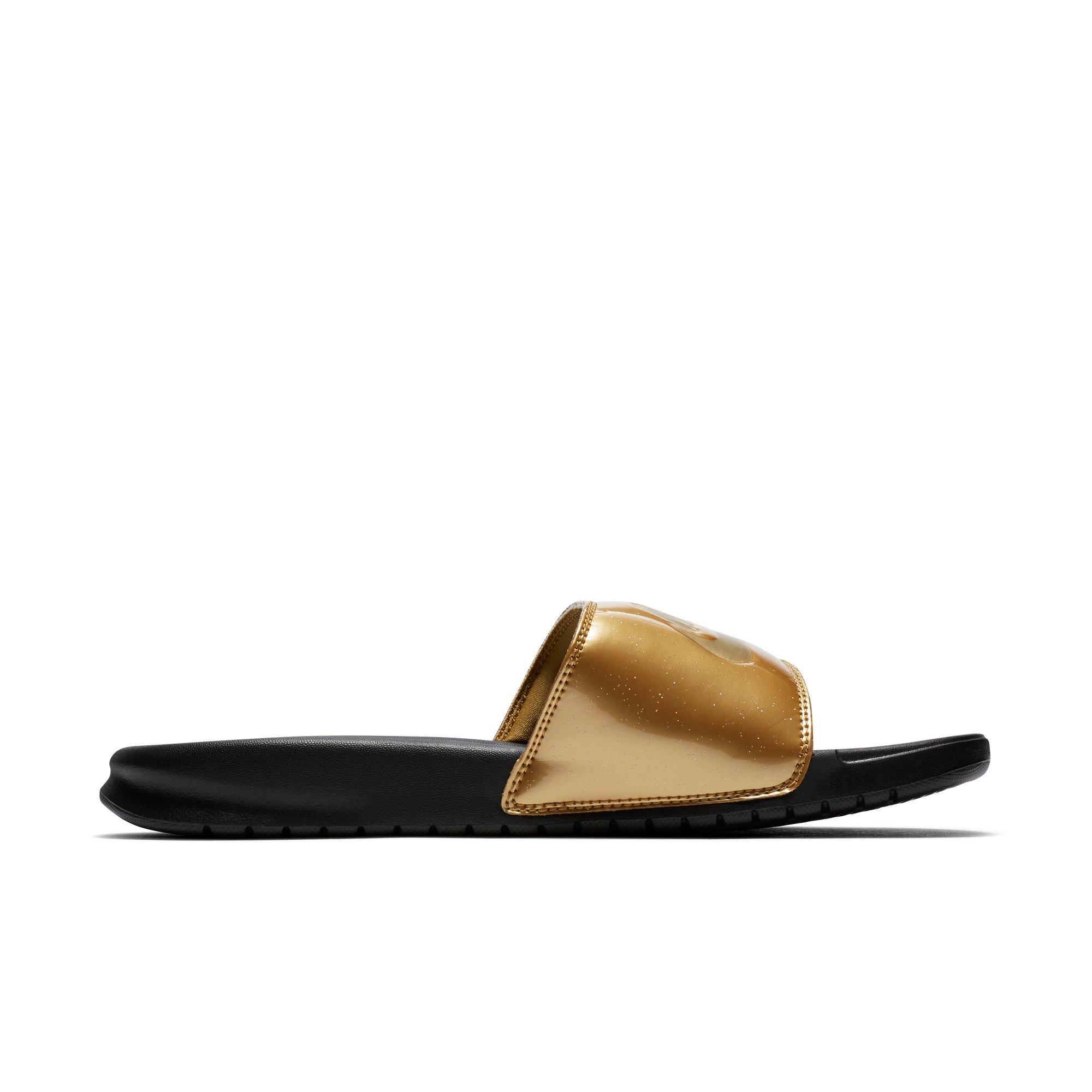 nike benassi gold black