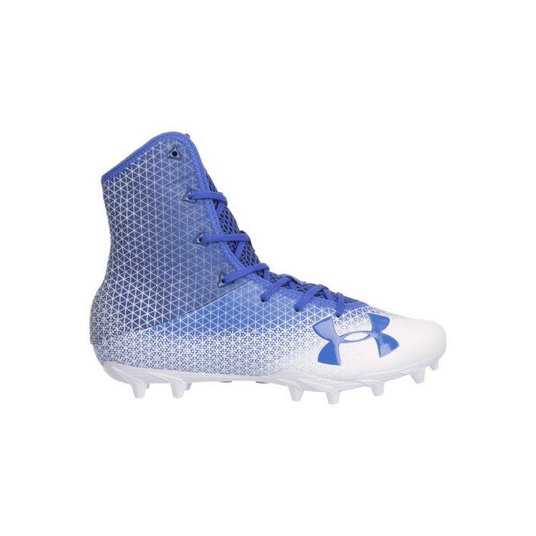 blue and white under armour football cleats