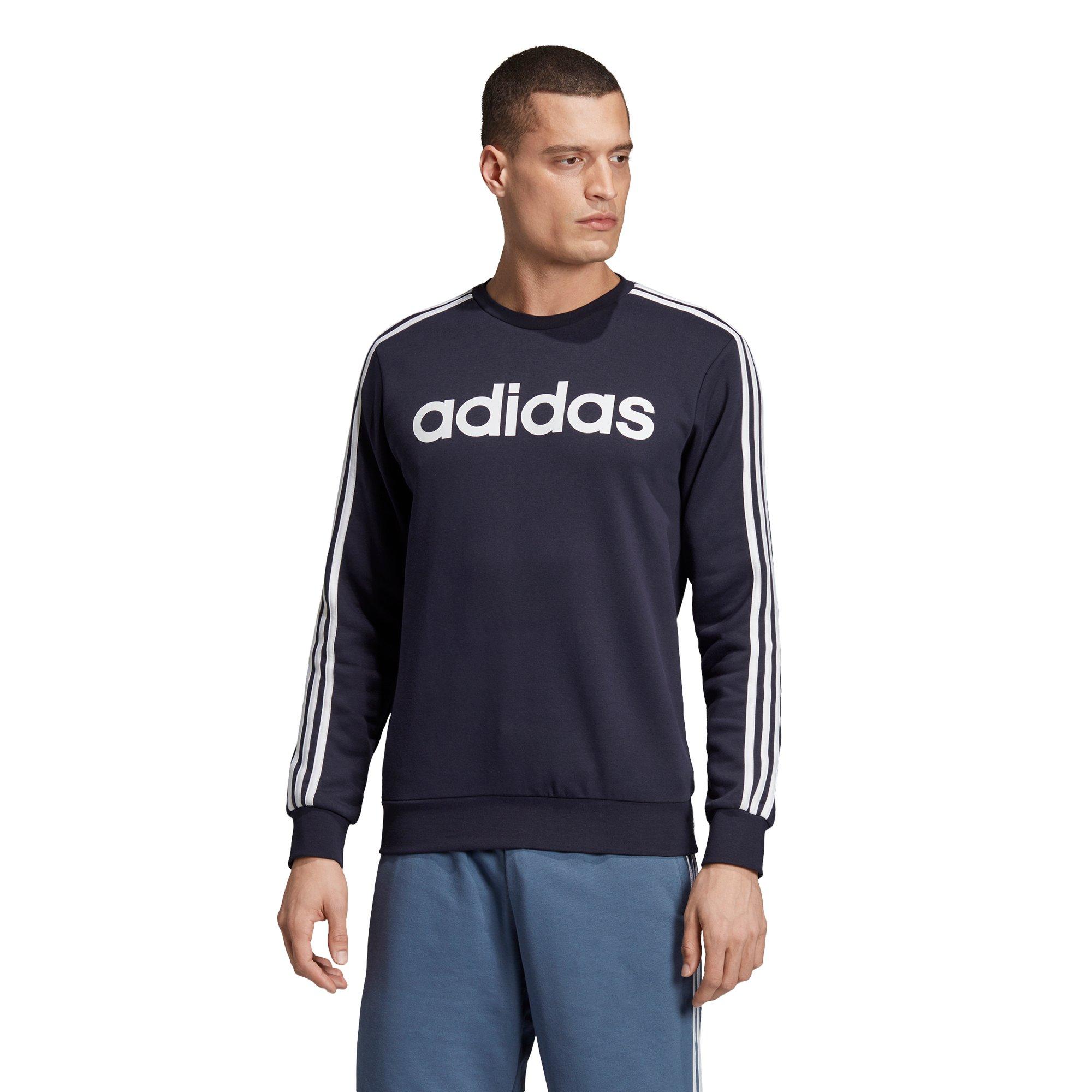 adidas men's athletics essential 3 stripe crew sweatshirt