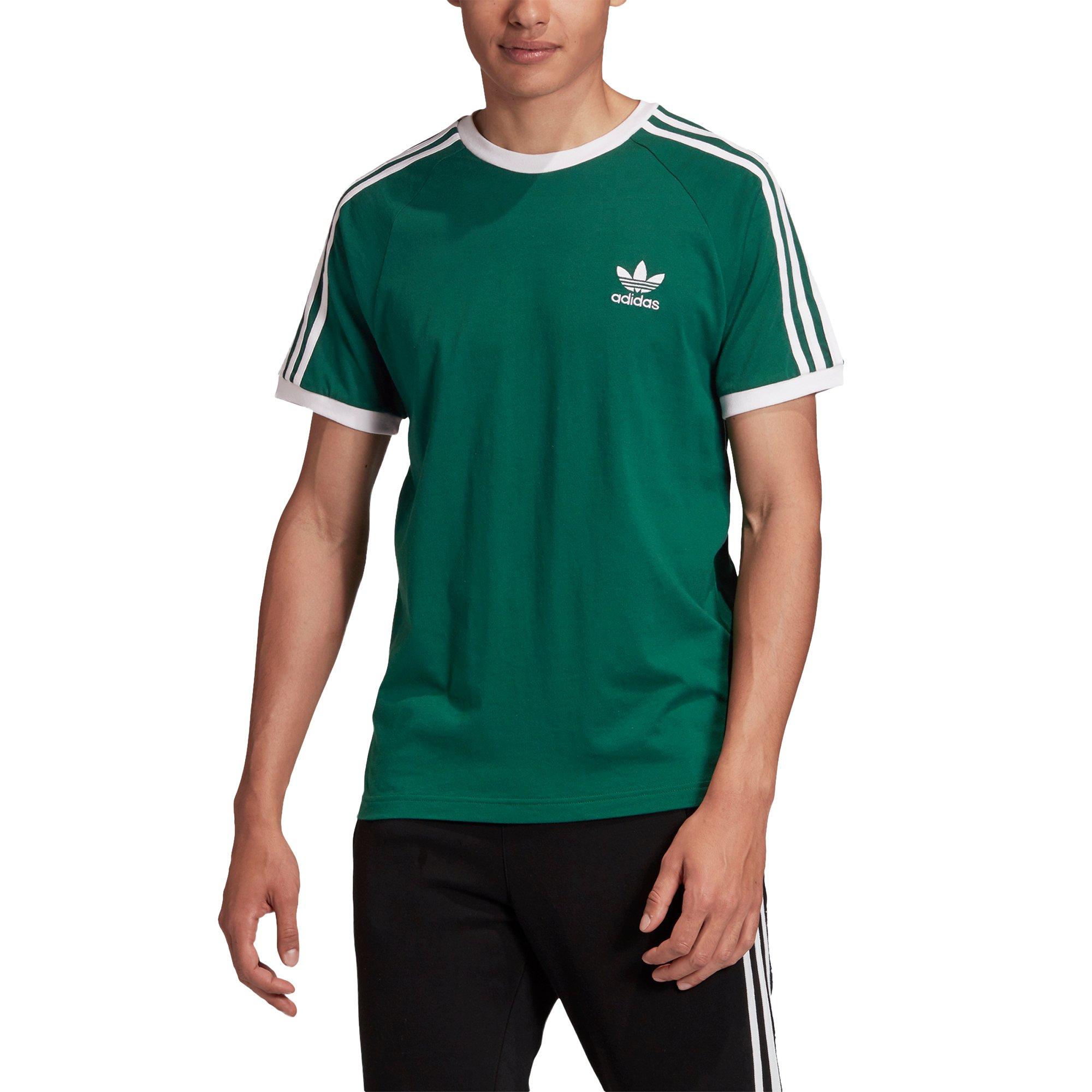 adidas green 3 stripe t shirt