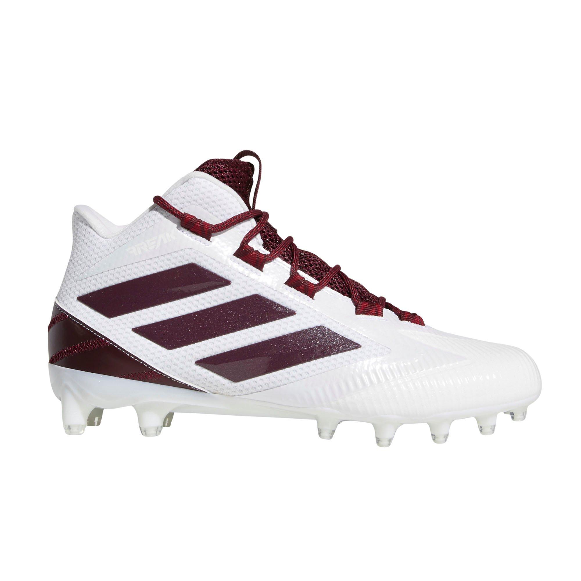 maroon and white adidas football cleats