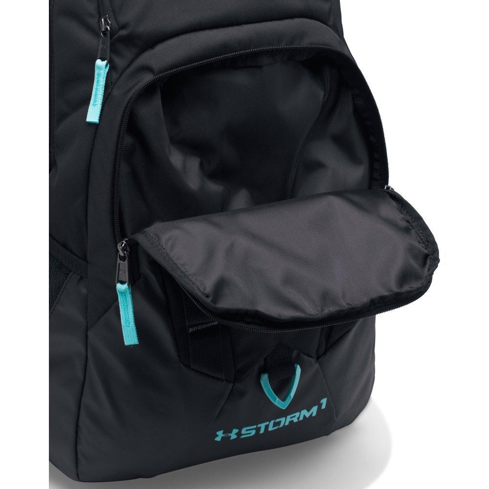 teal and black under armour backpack