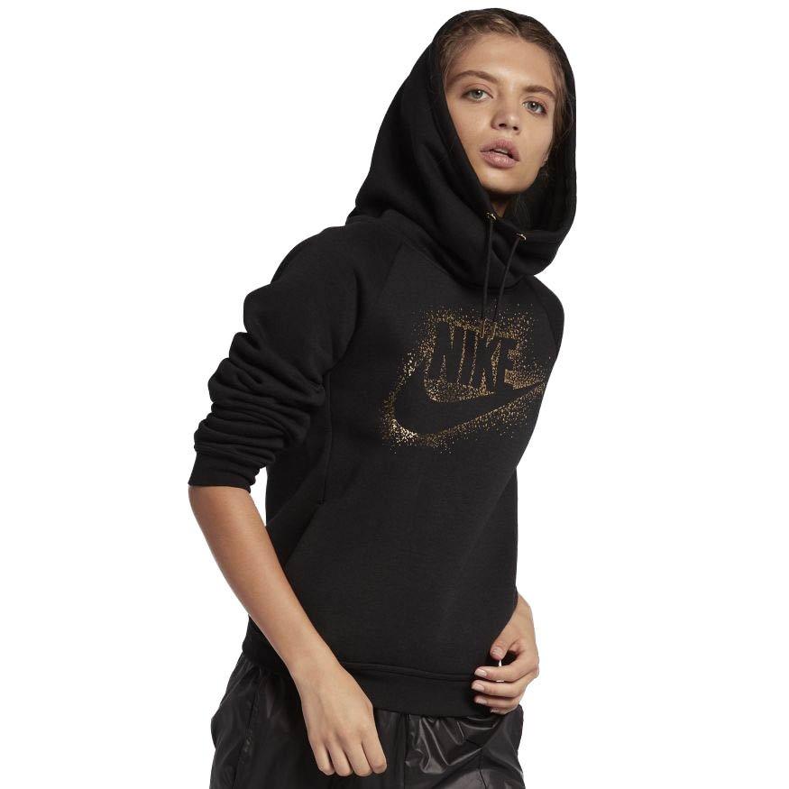 nike funnel neck hoodie with metallic logo