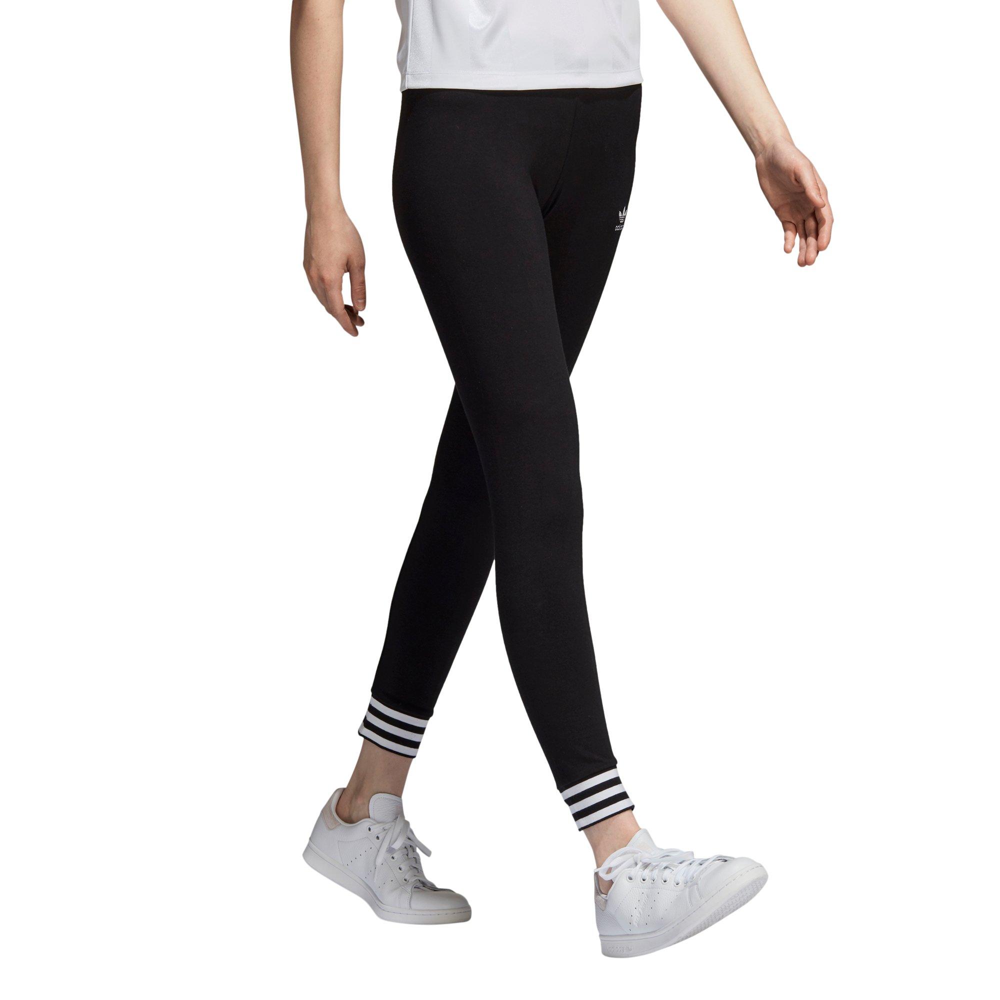 adidas originals leggings with stripe cuffs in black