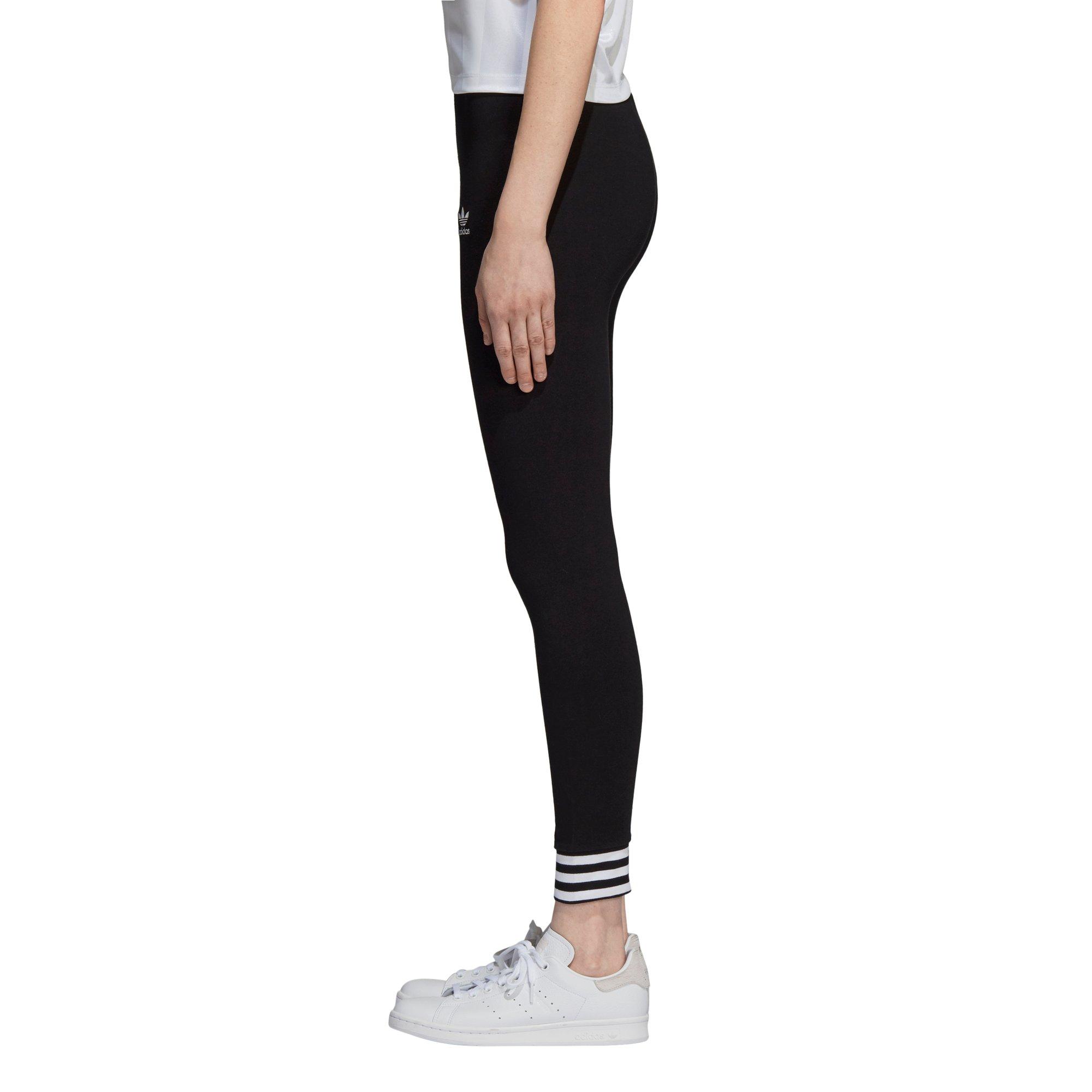 adidas originals leggings with stripe cuffs in black