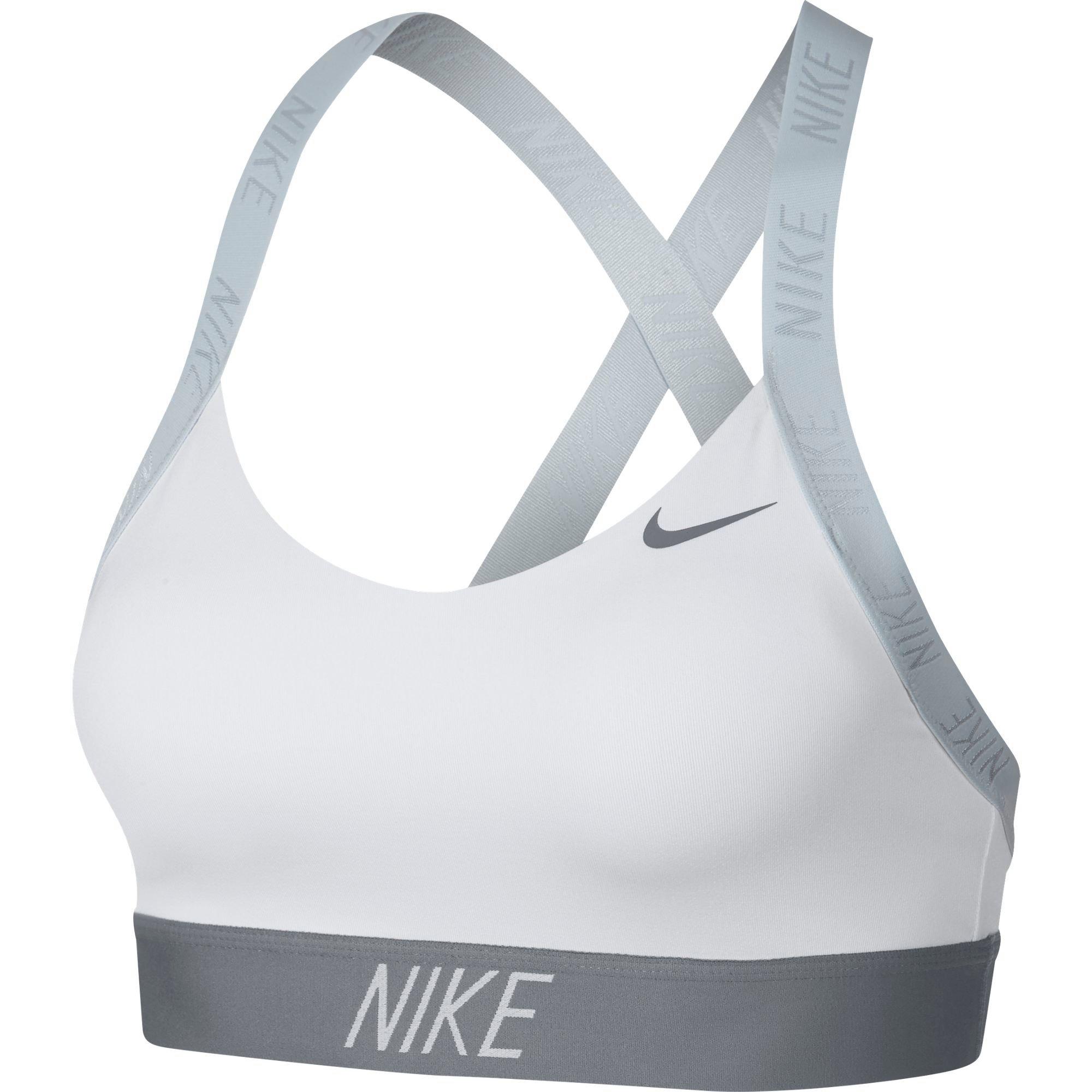 nike training indy logo bra in white