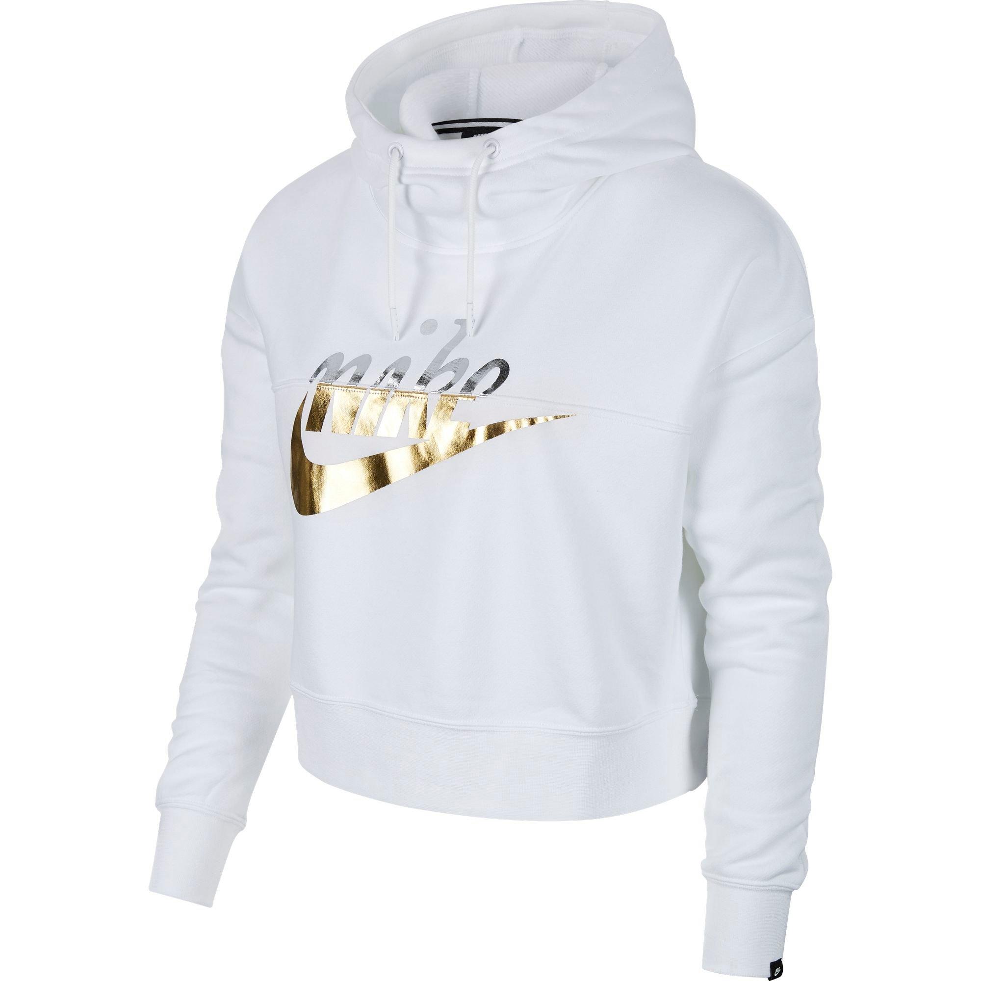 nike rally metallic clash crop hoodie