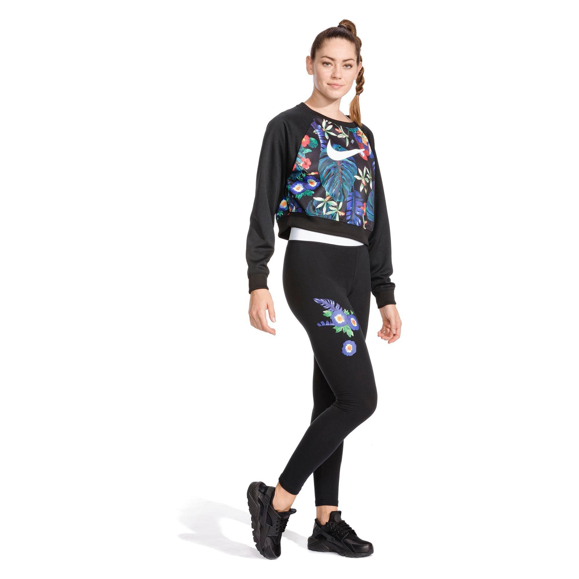 nike black hyper femme floral logo leggings