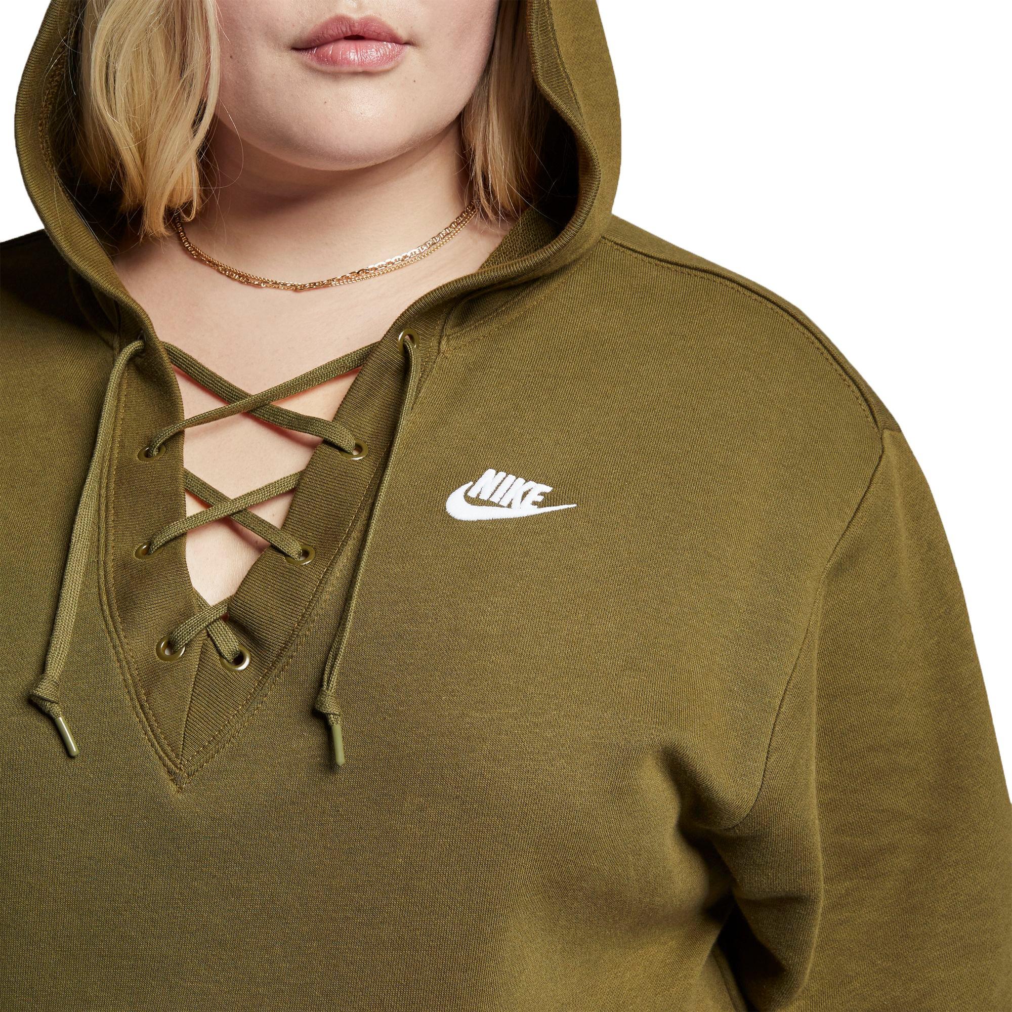 plus size nike lace up hoodie