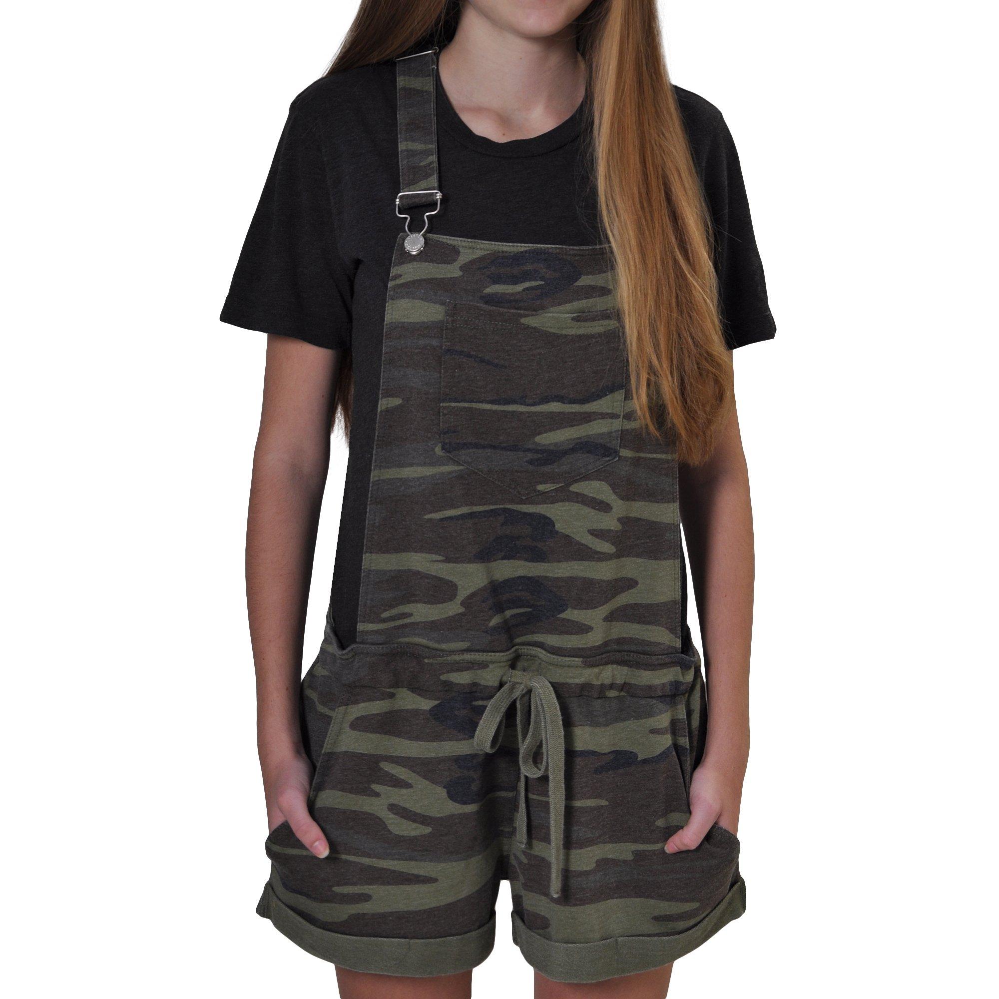 camo overalls womens shorts