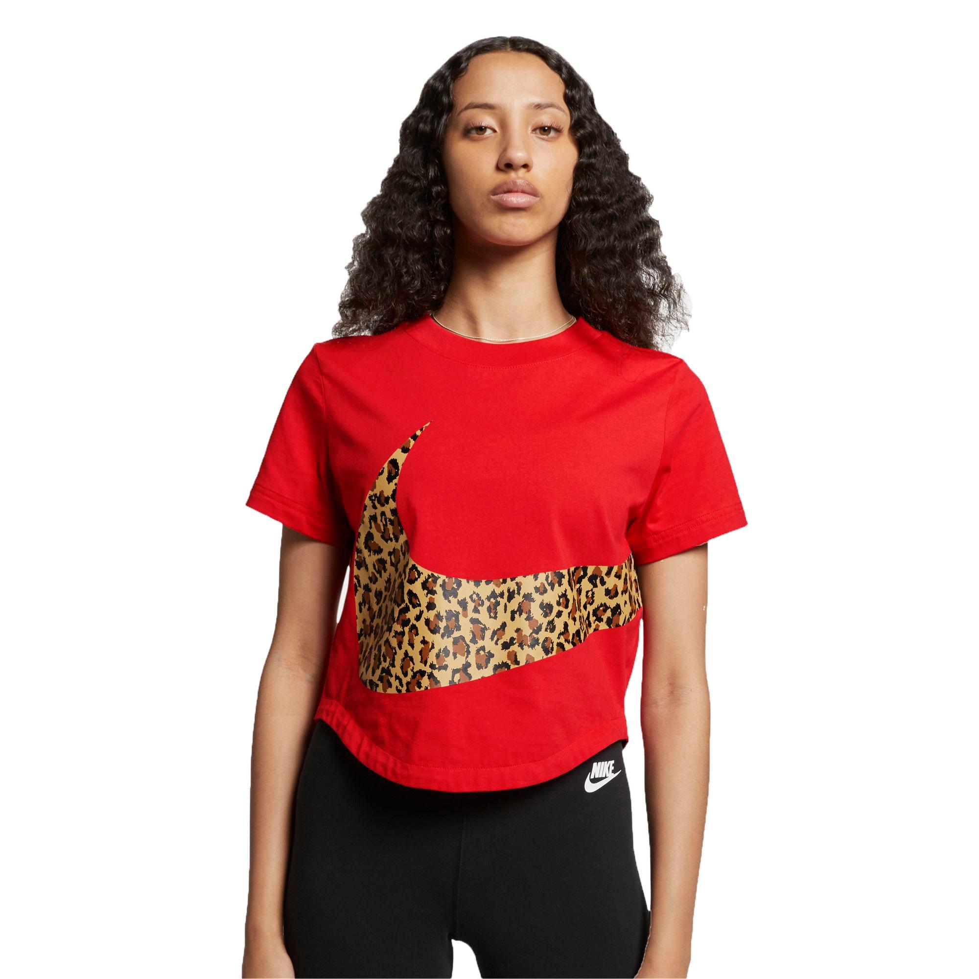 red and leopard nike shirt