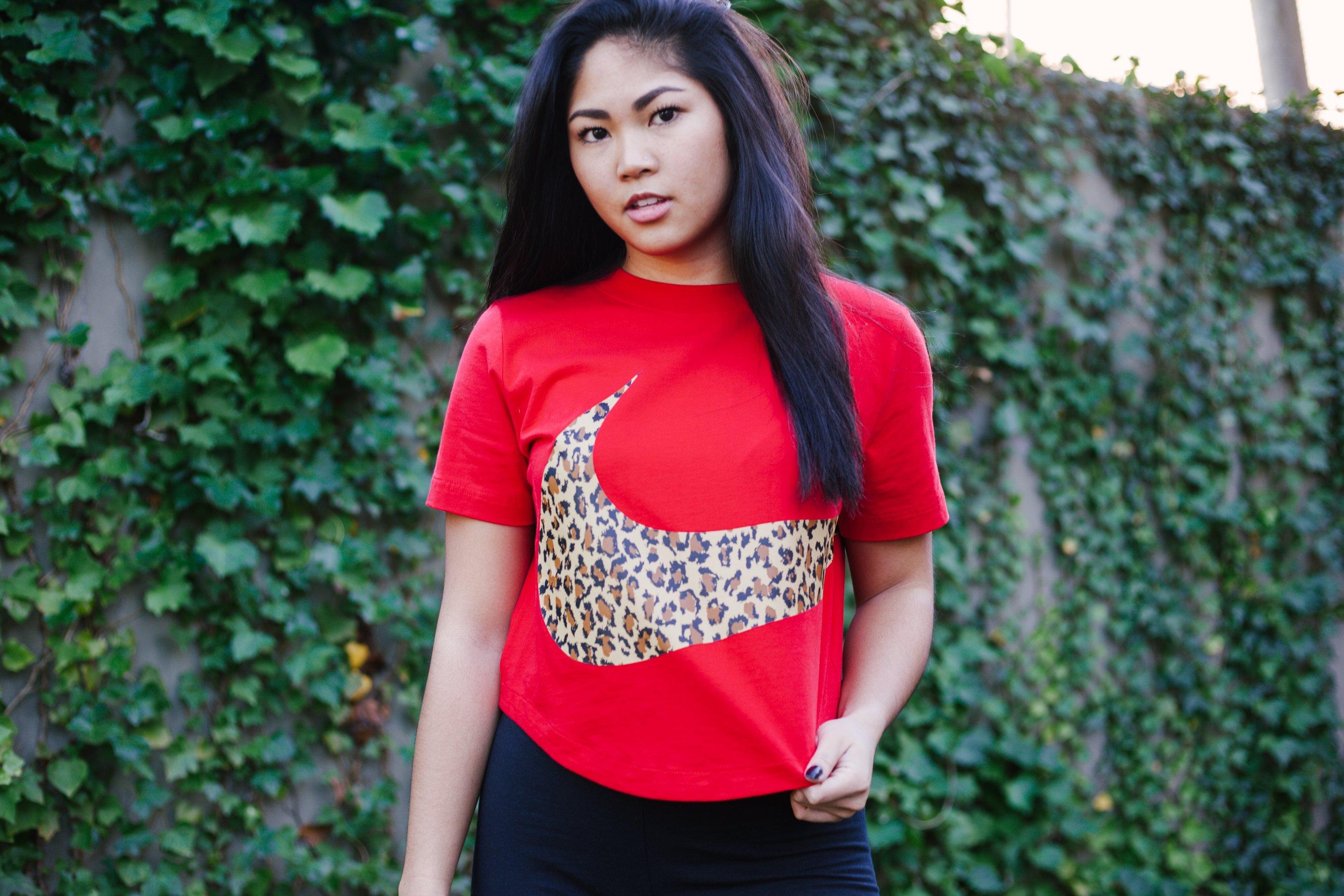 nike animal print crop top