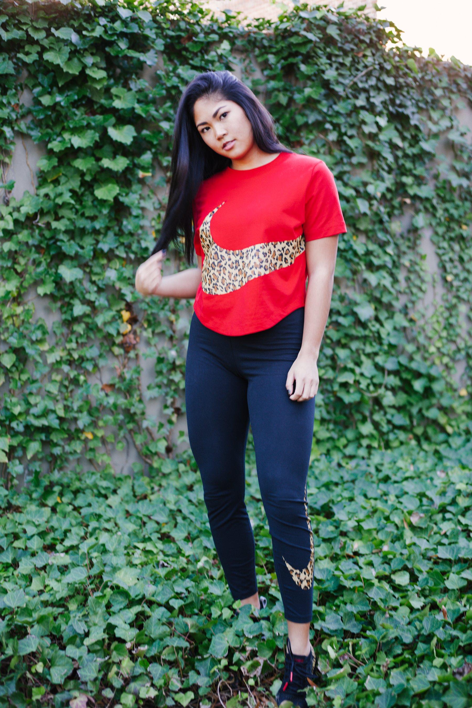 red cheetah nike shirt