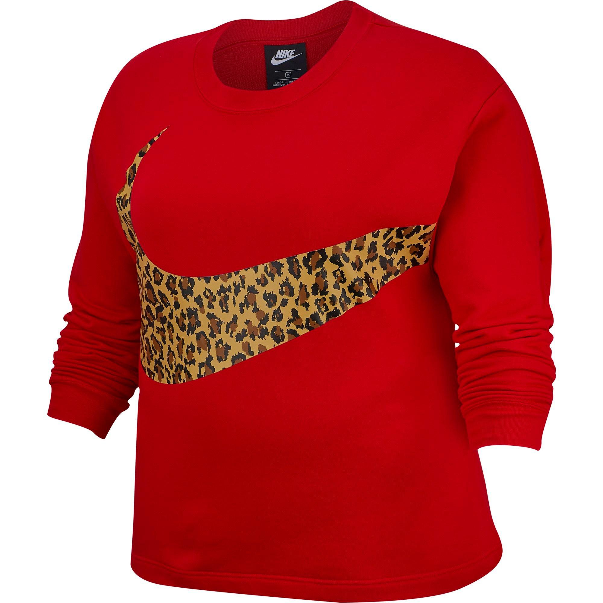 nike women's plus red animal print crew tee