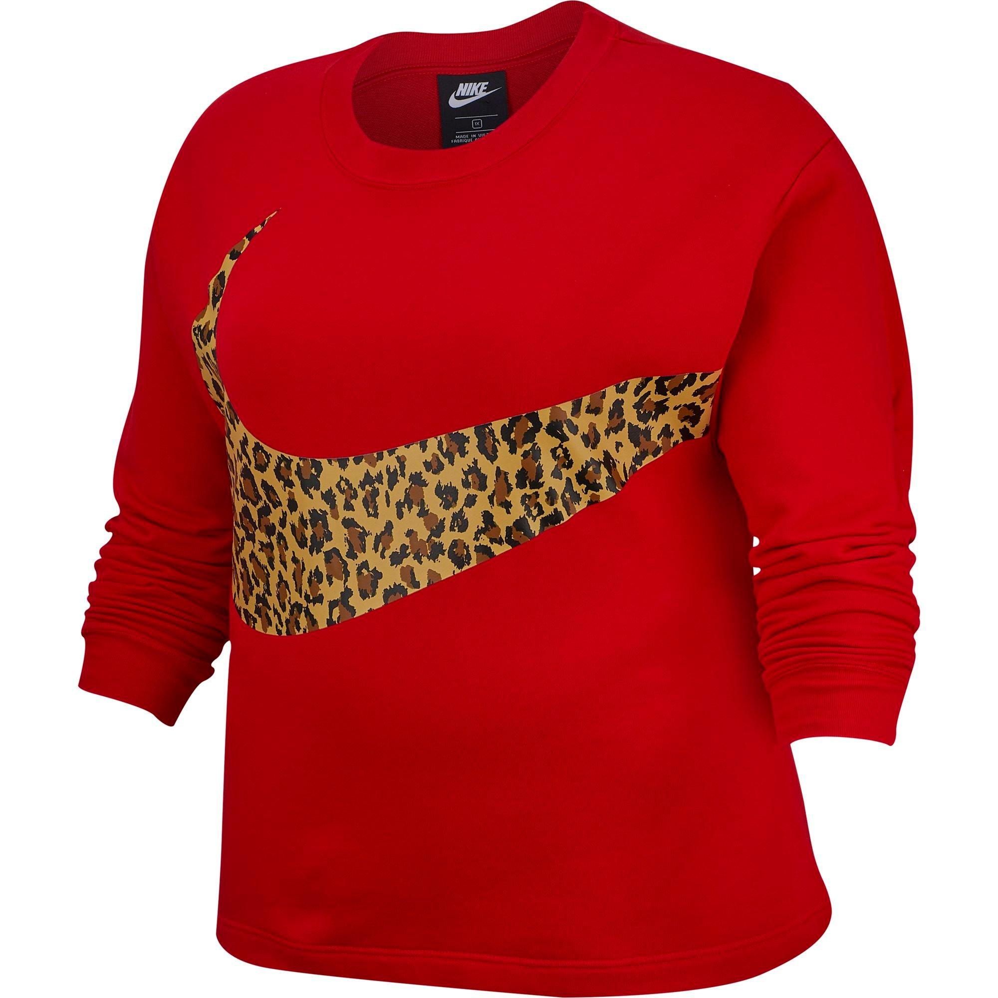 red nike shirt with cheetah print