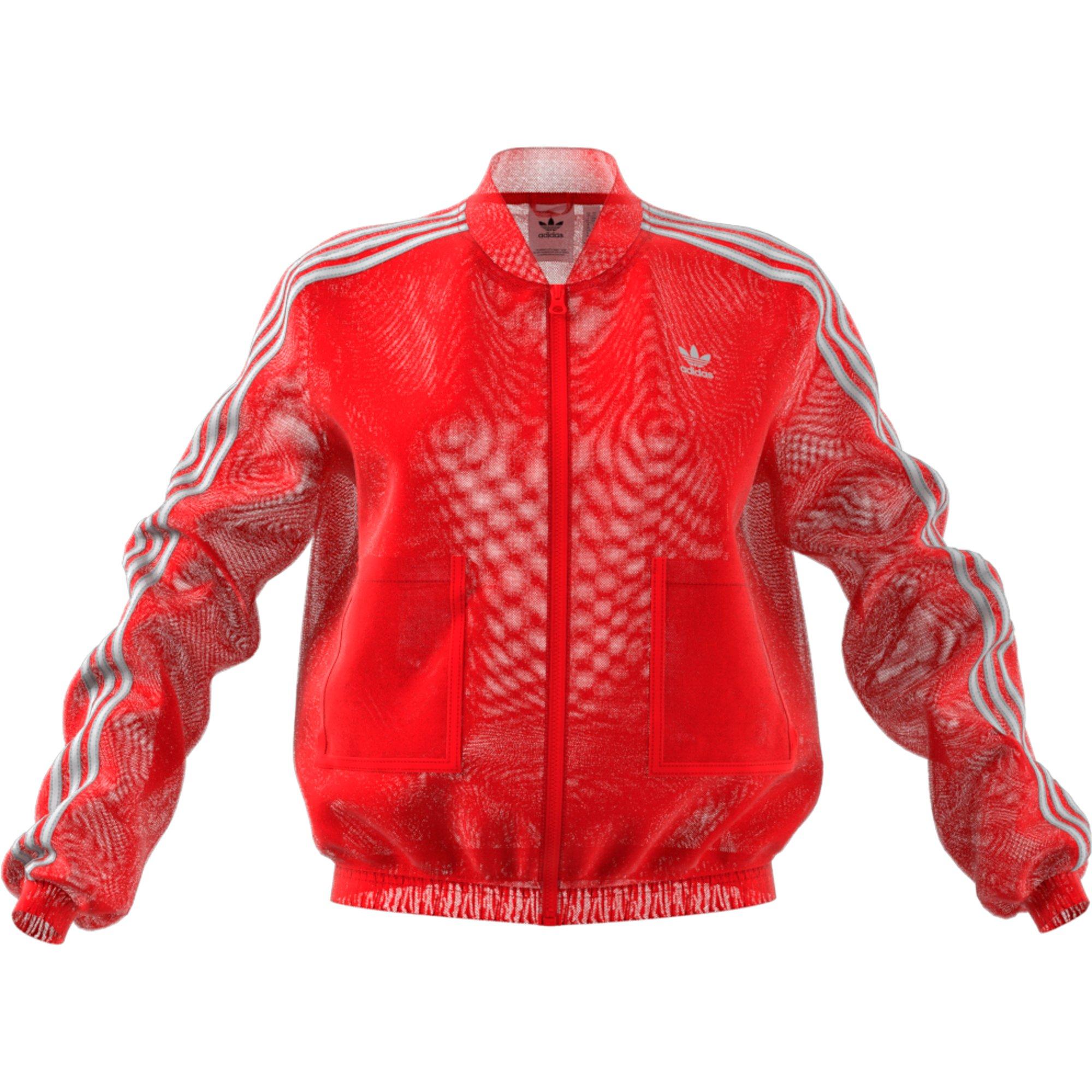 adidas originals sleek mesh tulle track jacket in pink