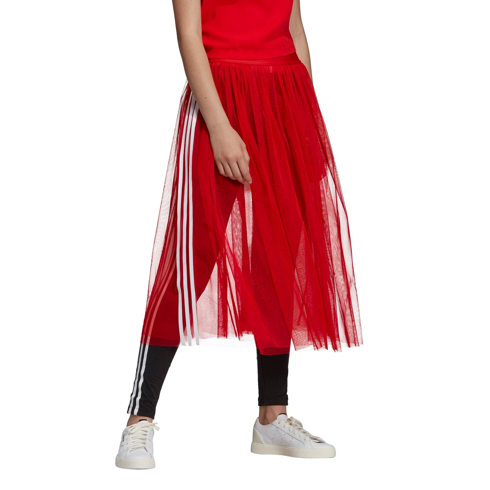 red adidas tulle skirt