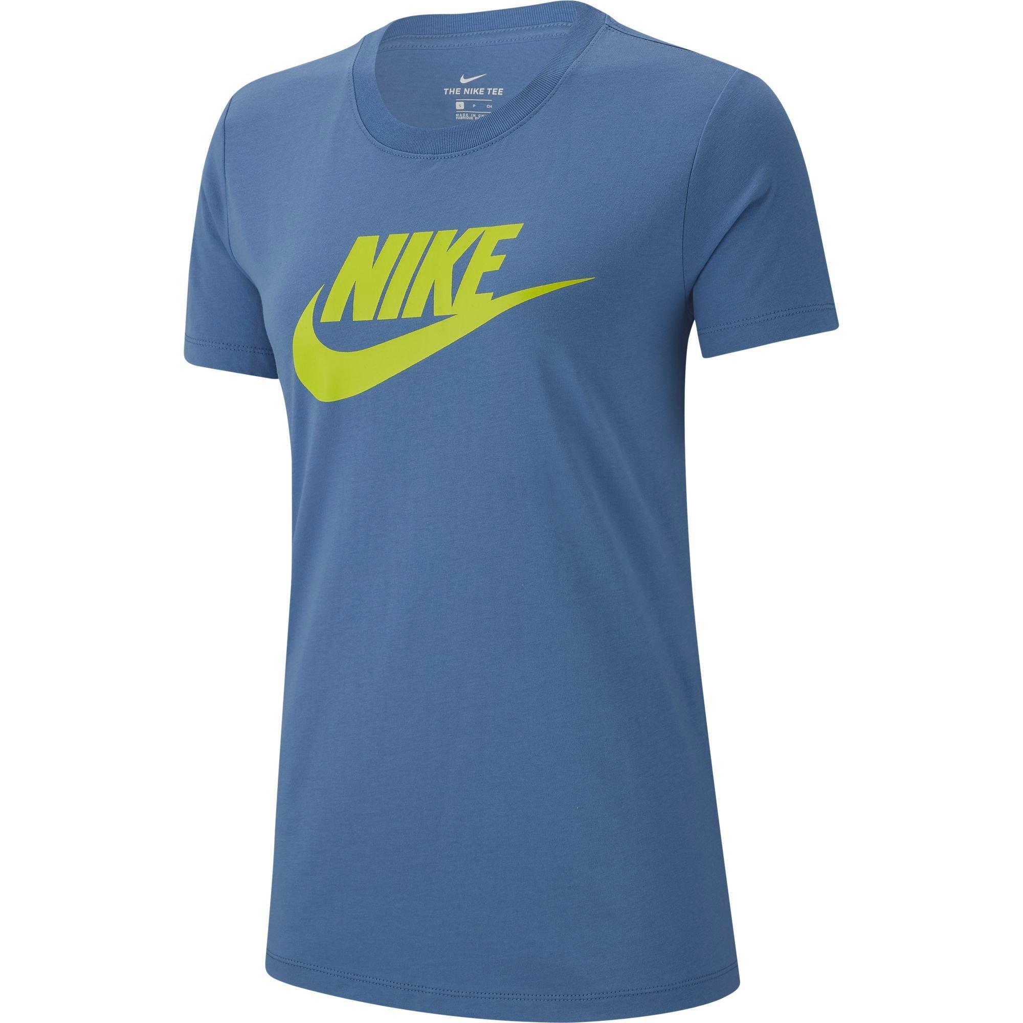 lime green and blue nike shirt