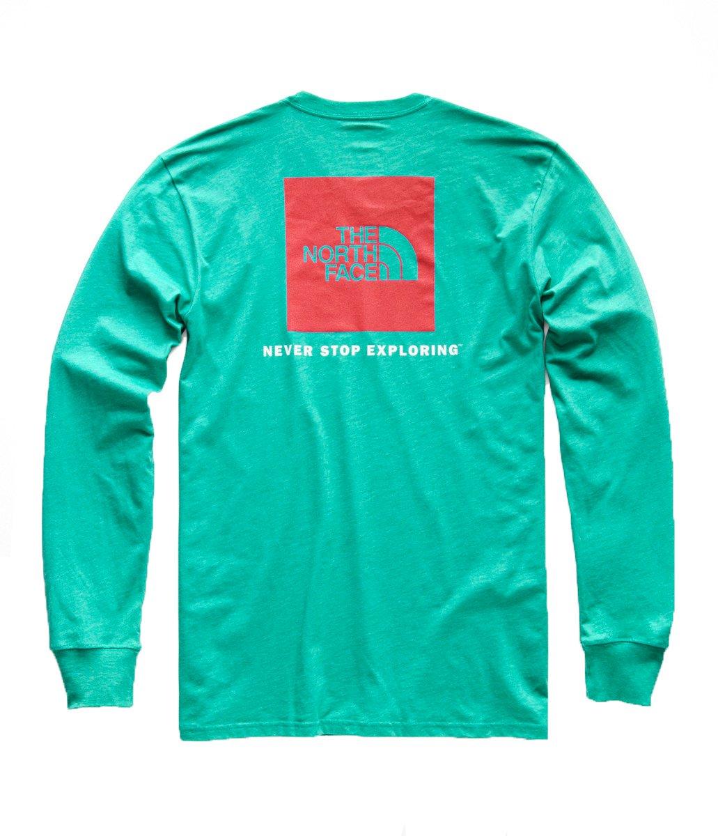 north face men's long sleeve red box tee