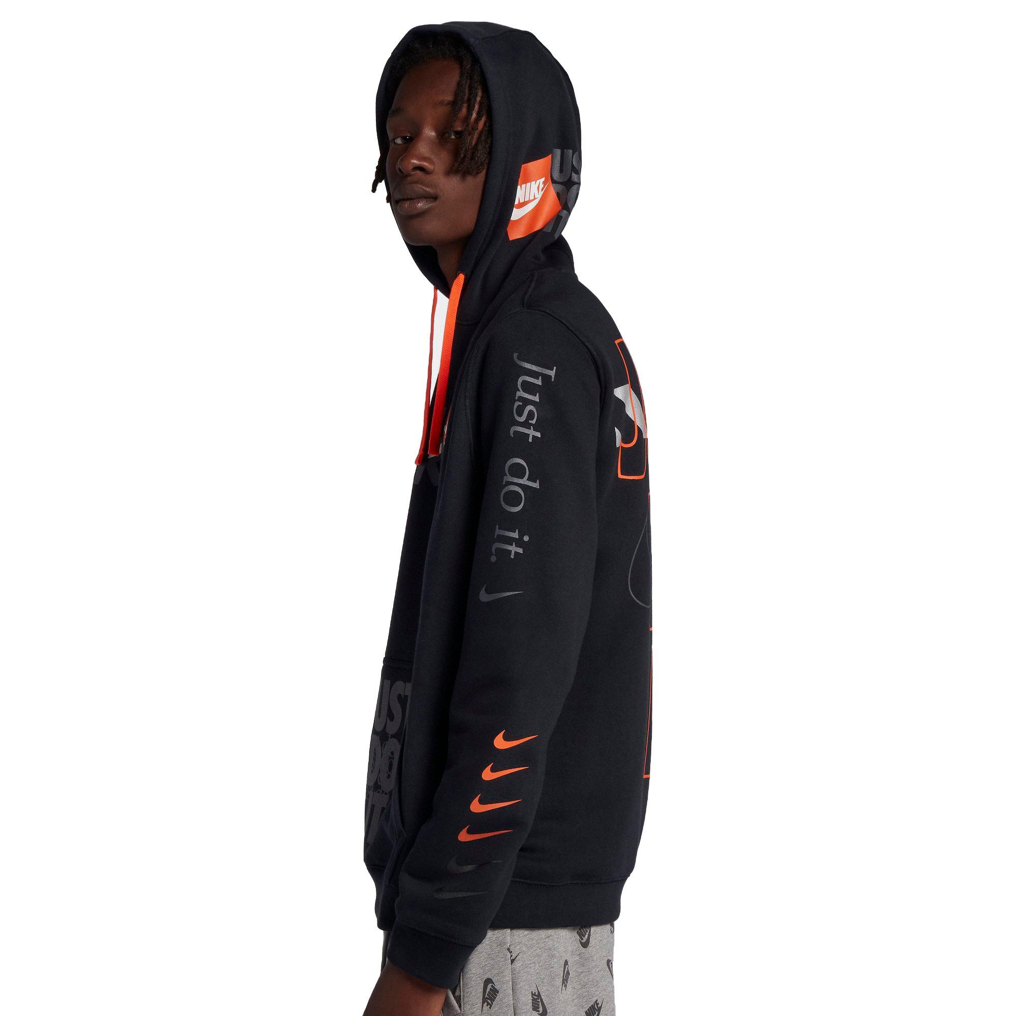 black and orange just do it hoodie