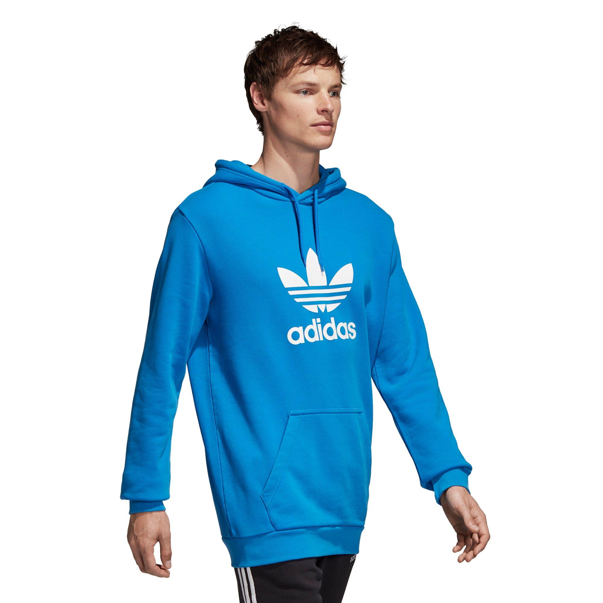 adidas trefoil hoodie bluebird