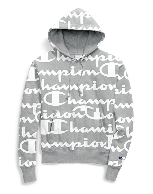 champion men's aop script hoodie