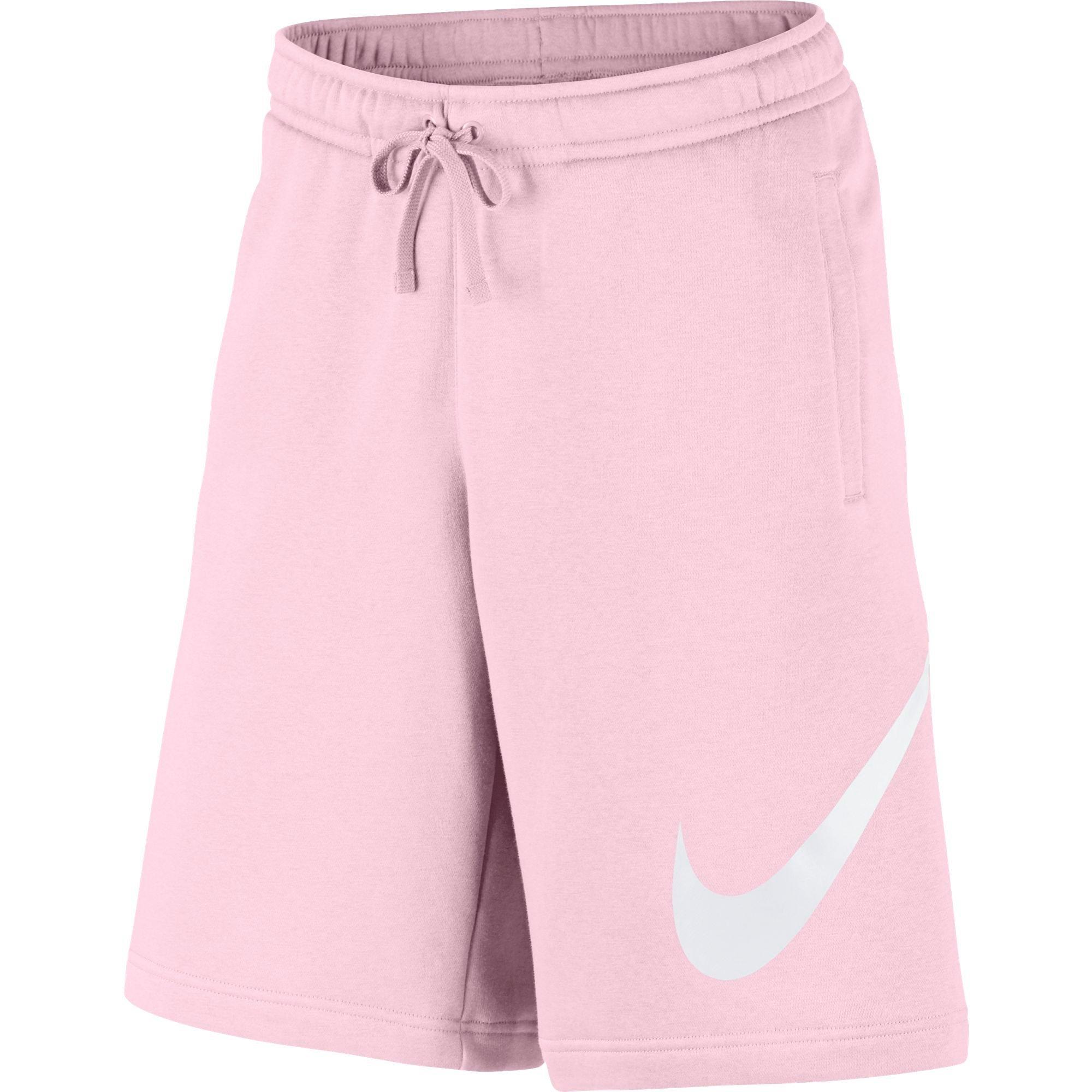 pink nike shorts fleece