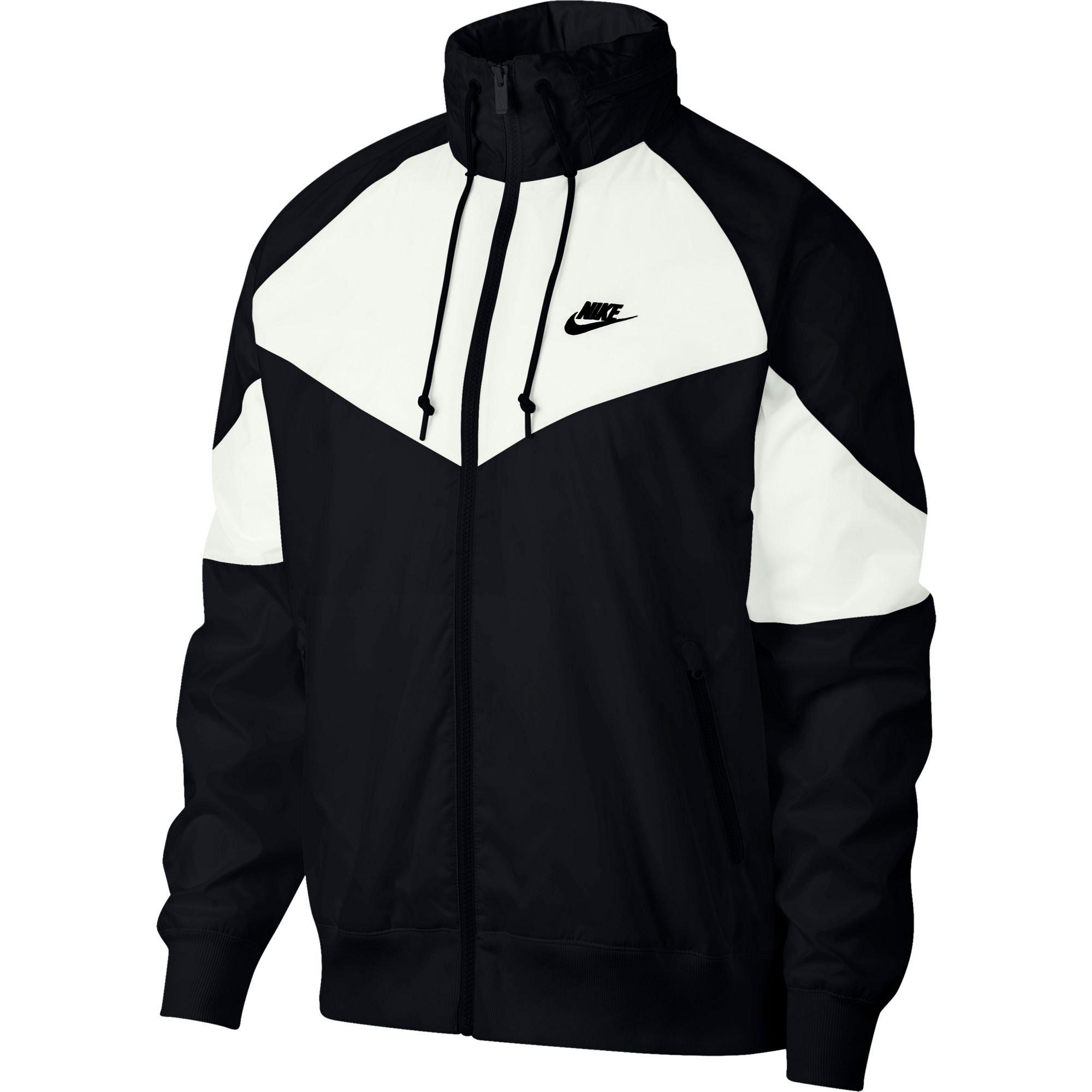 nike windrunner jacket men's black and white