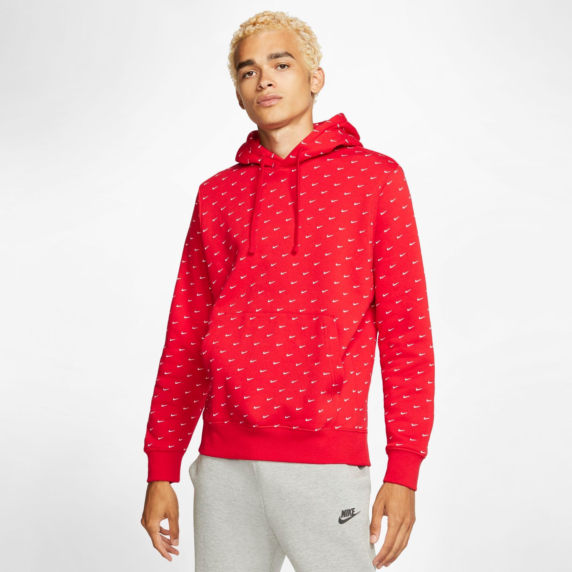 red nike hoodie mens small 