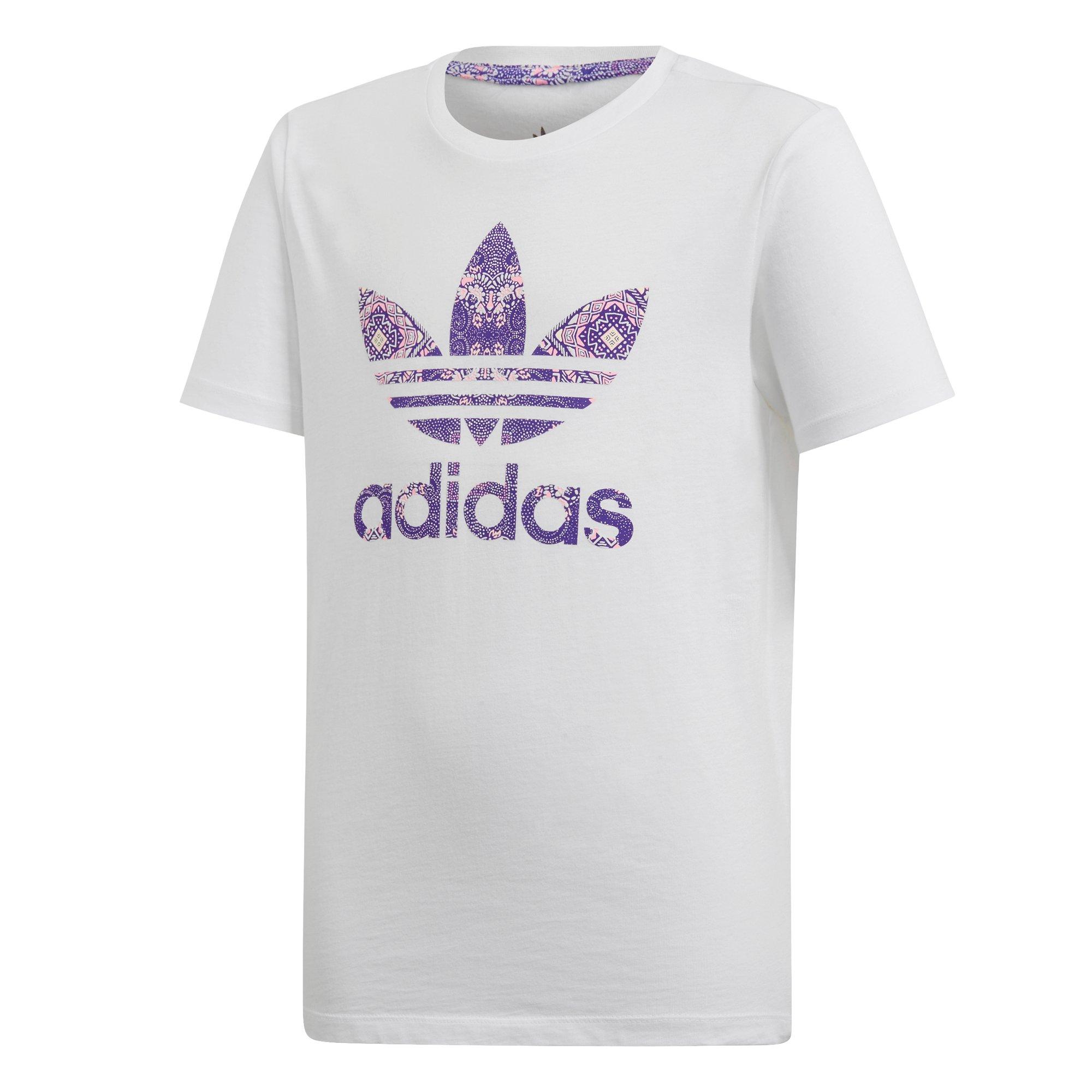 purple and white adidas shirt