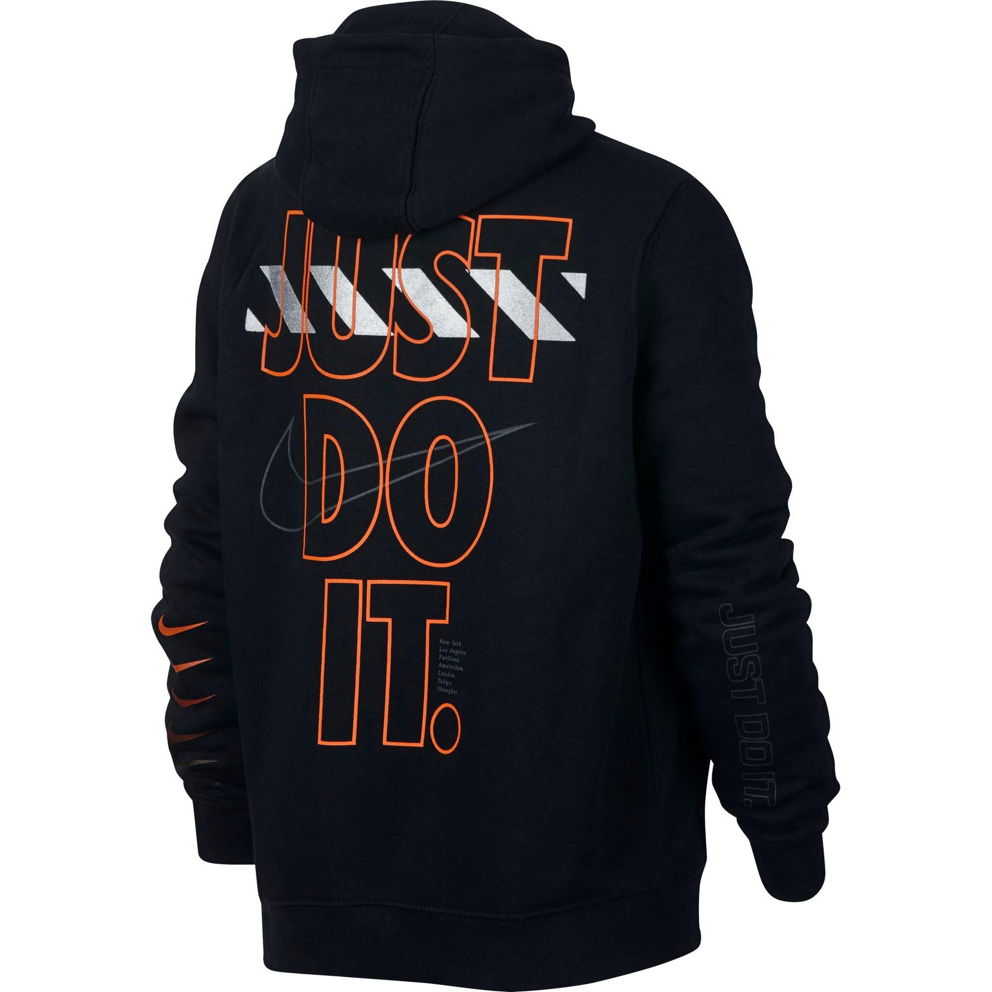 nike just do it hoodie black and orange